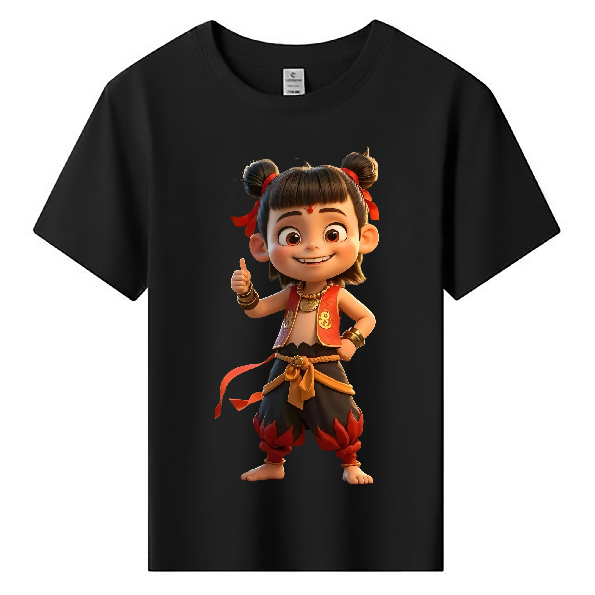（画像用） Ne Zha 2 ナタ 魔童の大暴れ 綿100％キッズTシャツ（フロントプリント）