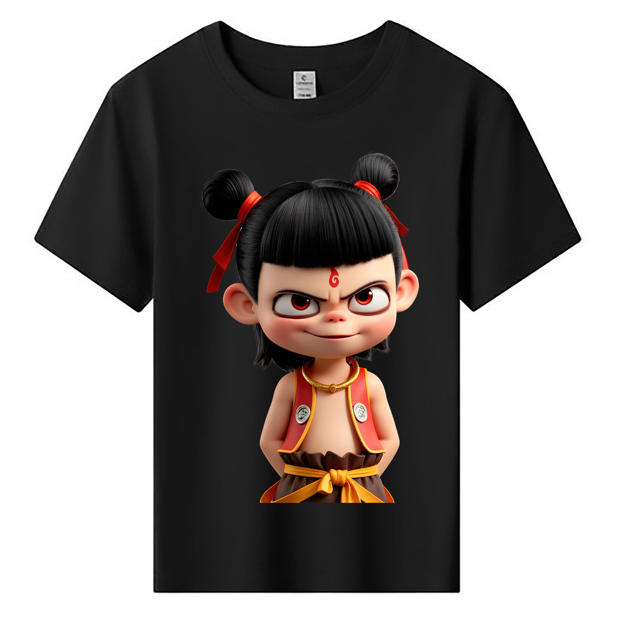 （画像用） Ne Zha 2 ナタ 魔童の大暴れ 綿100％キッズTシャツ（フロントプリント）