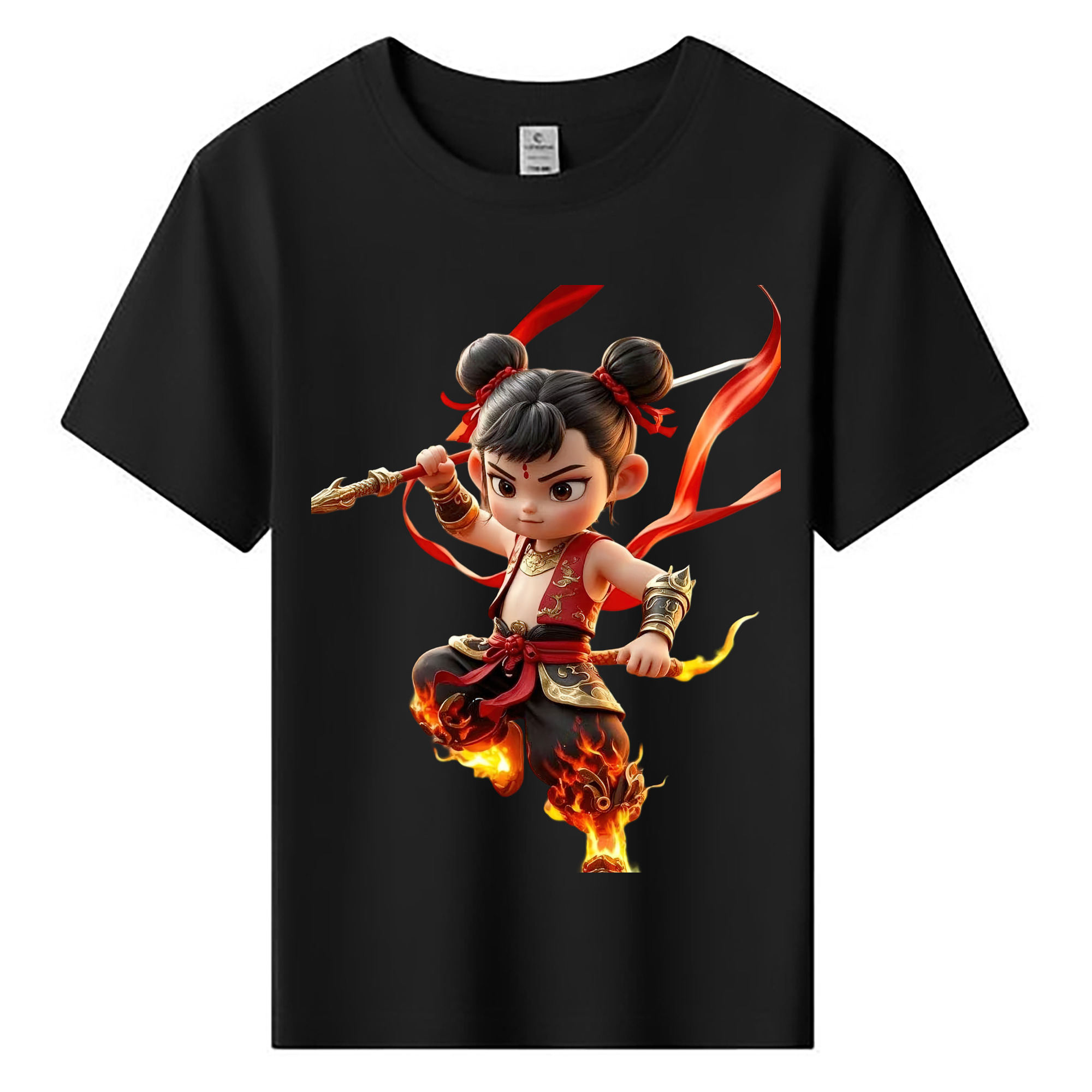 （画像用） Ne Zha 2 ナタ 魔童の大暴れ 綿100％キッズTシャツ（フロントプリント）