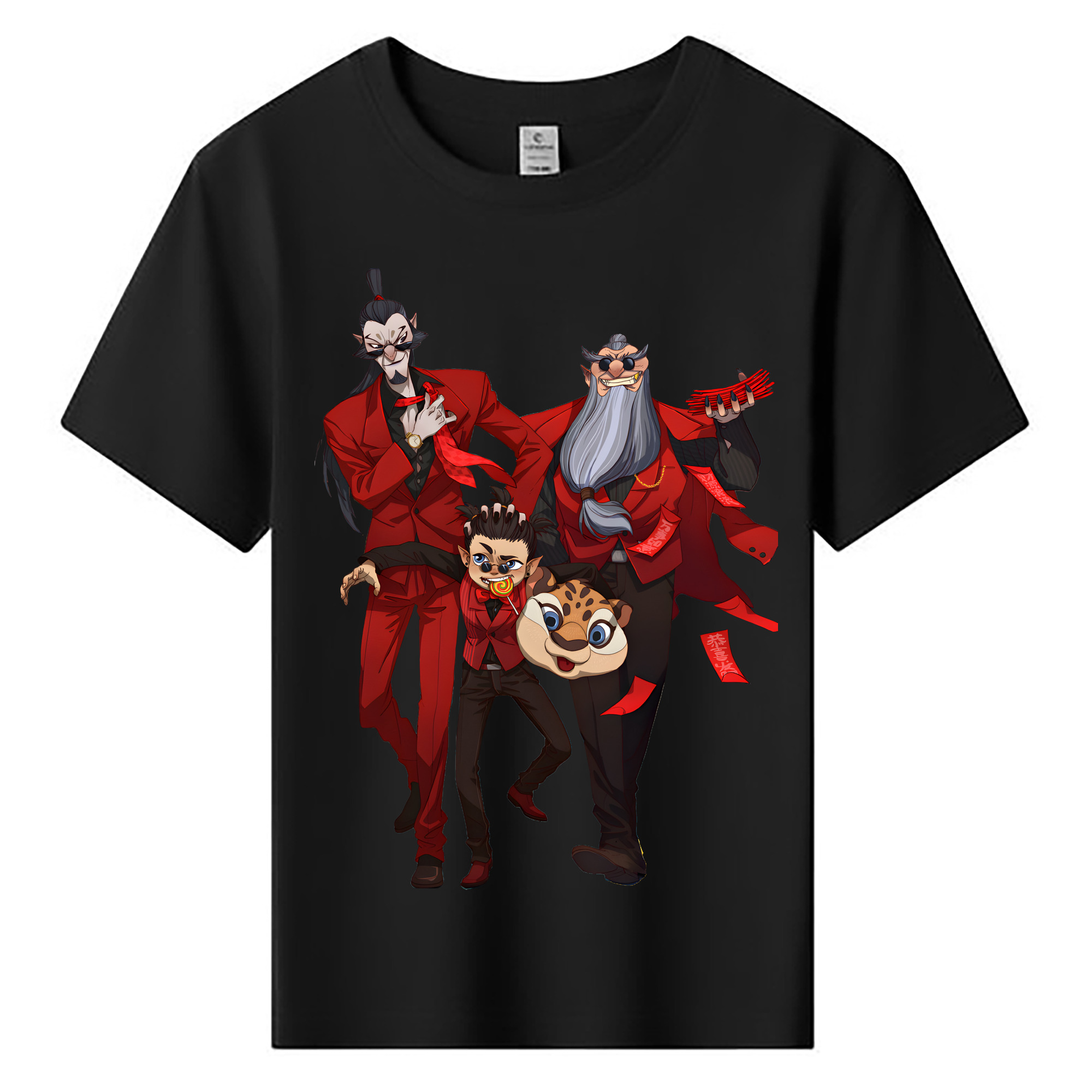 （画像用） Ne Zha 2 ナタ 魔童の大暴れ 綿100％キッズTシャツ（フロントプリント）