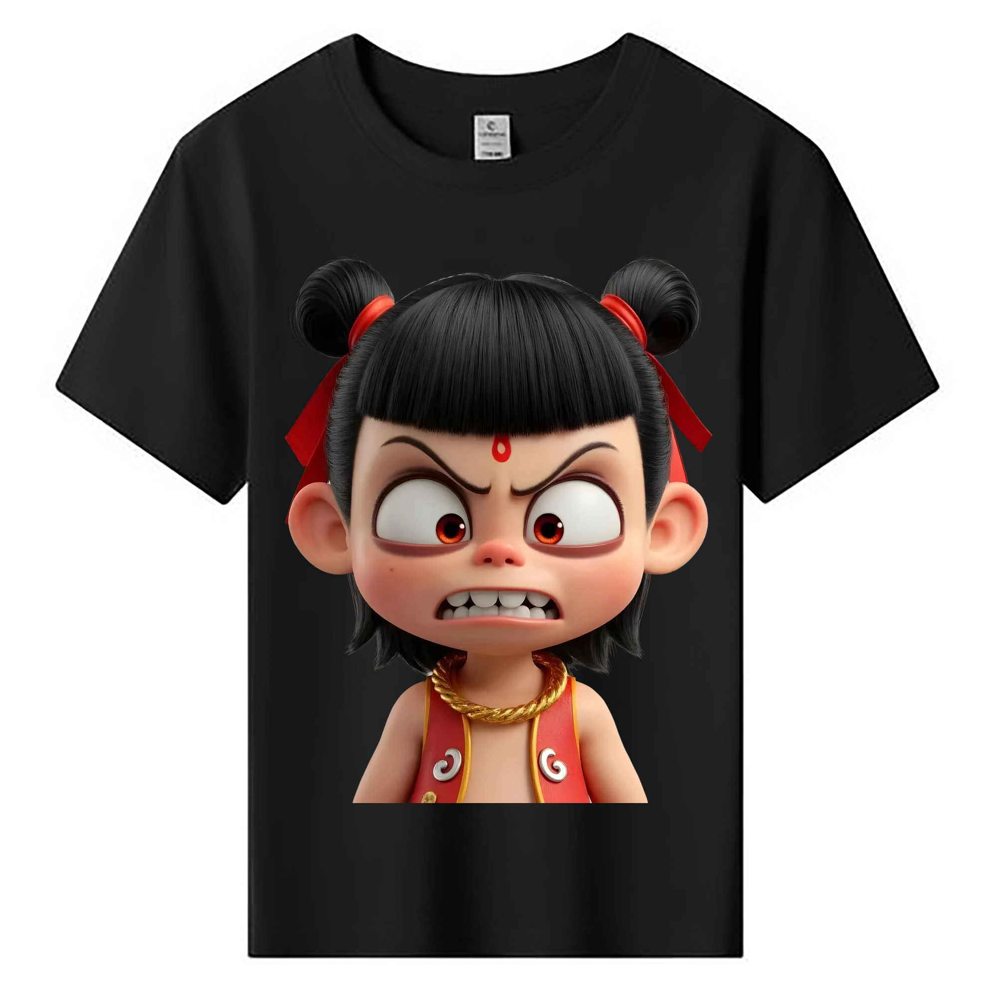 （画像用） Ne Zha 2 ナタ 魔童の大暴れ 綿100％キッズTシャツ（フロントプリント）