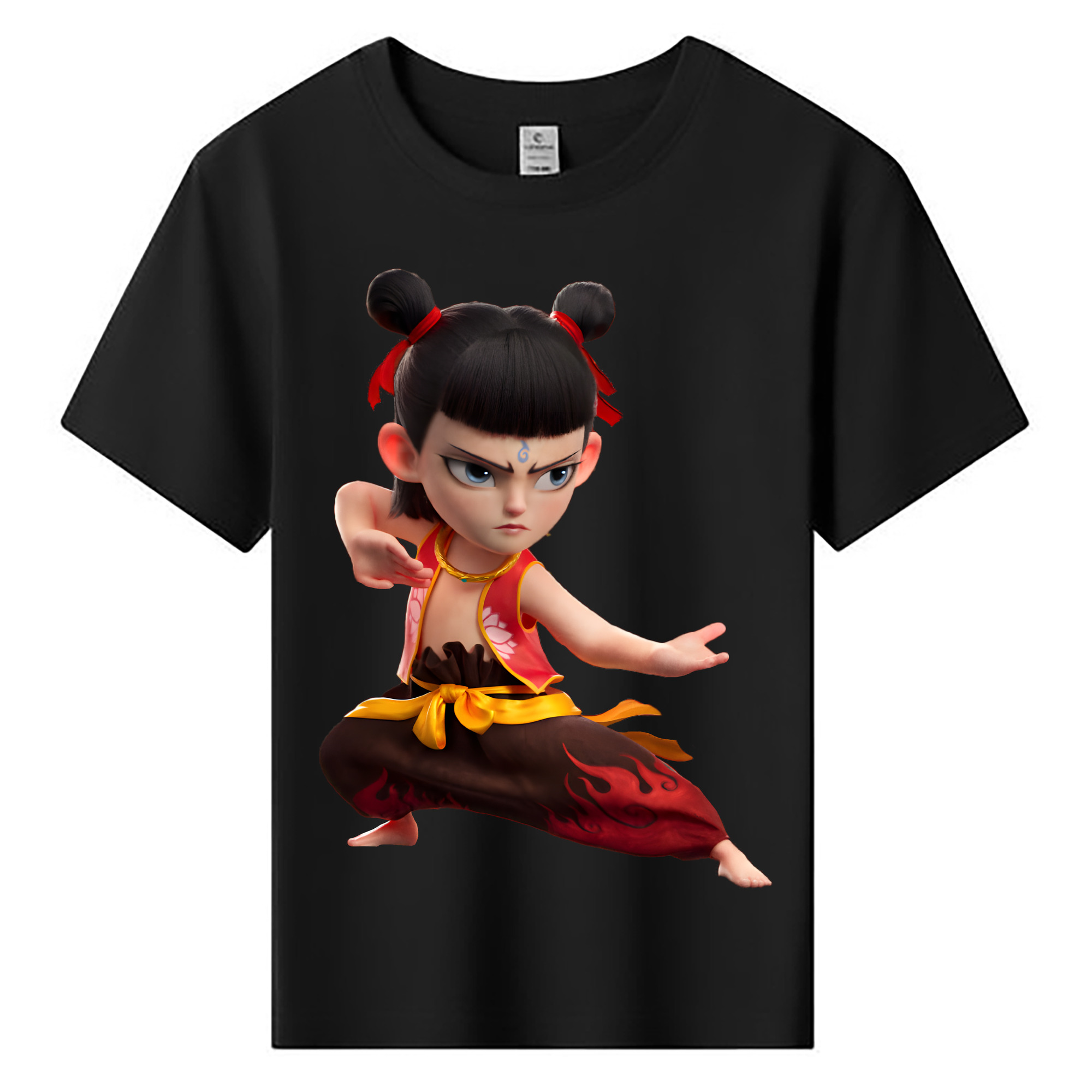 （画像用） Ne Zha 2 ナタ 魔童の大暴れ 綿100％キッズTシャツ（フロントプリント）