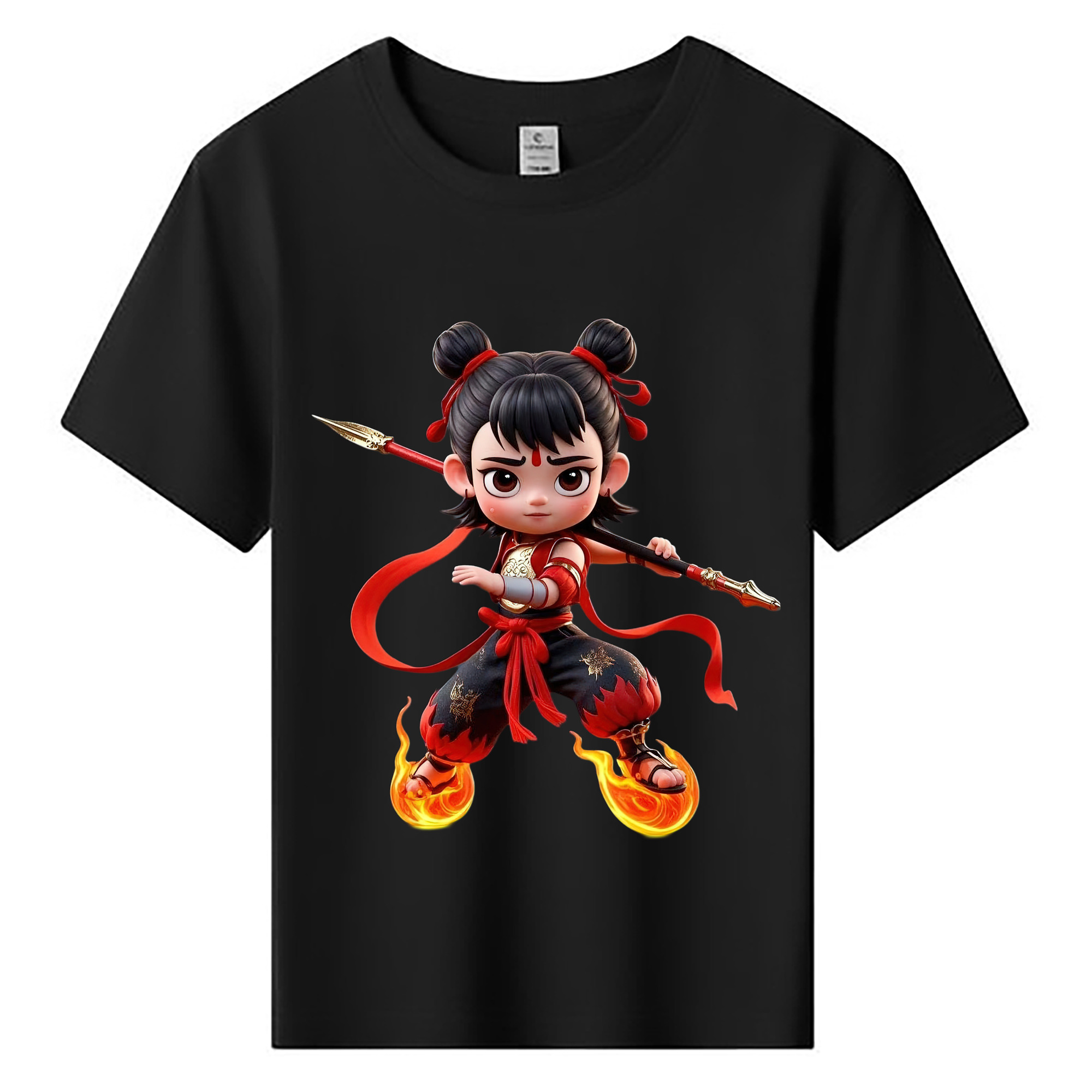 （画像用） Ne Zha 2 ナタ 魔童の大暴れ 綿100％キッズTシャツ（フロントプリント）