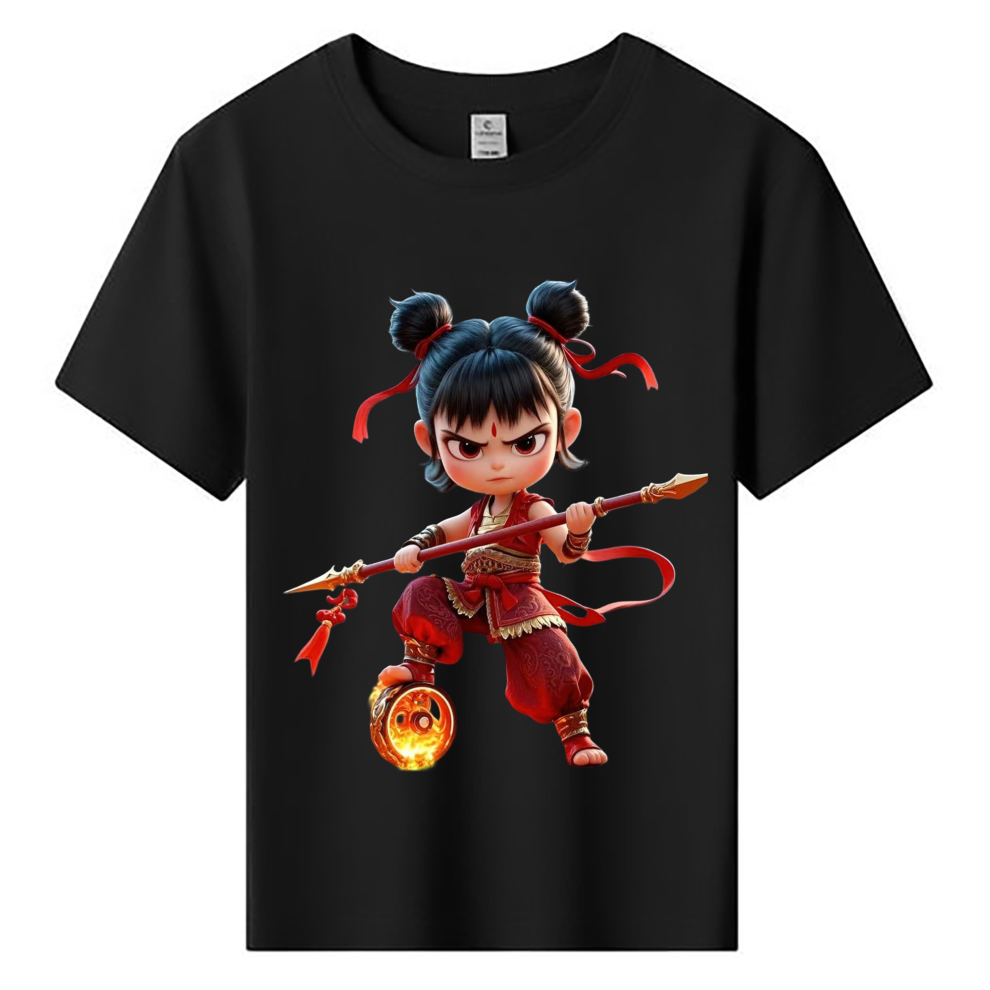 （画像用） Ne Zha 2 ナタ 魔童の大暴れ 綿100％キッズTシャツ（フロントプリント）