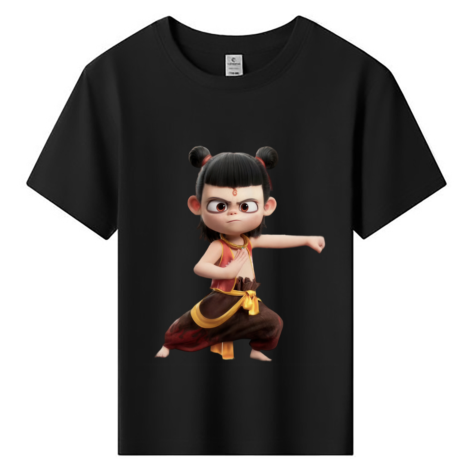 （画像用） Ne Zha 2 ナタ 魔童の大暴れ 綿100％キッズTシャツ（フロントプリント）