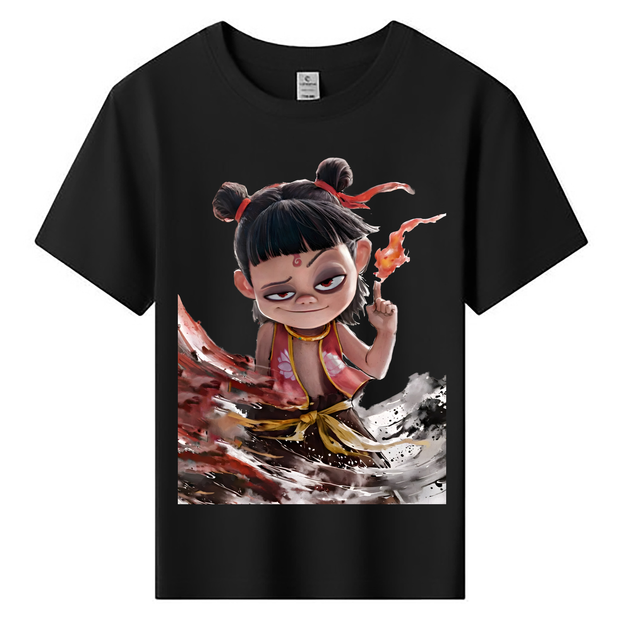 （画像用） Ne Zha 2 ナタ 魔童の大暴れ 綿100％キッズTシャツ（フロントプリント）