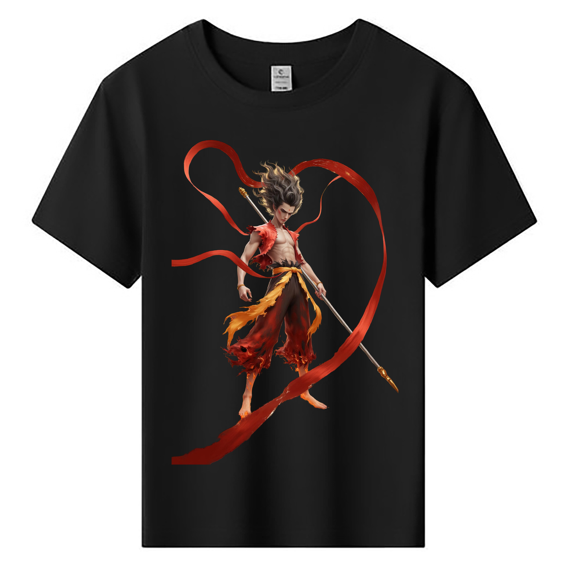 （画像用） Ne Zha 2 ナタ 魔童の大暴れ 綿100％キッズTシャツ（フロントプリント）