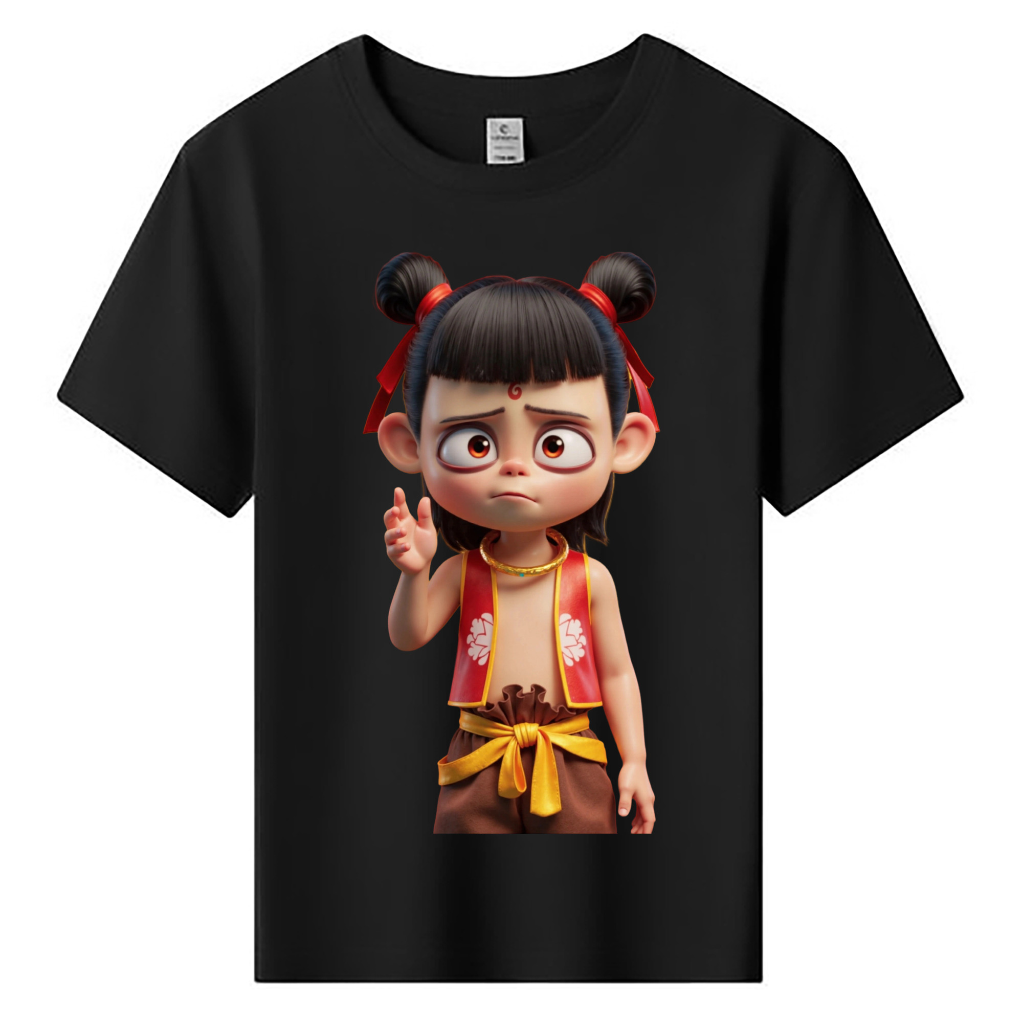 （画像用） Ne Zha 2 ナタ 魔童の大暴れ 綿100％キッズTシャツ（フロントプリント）