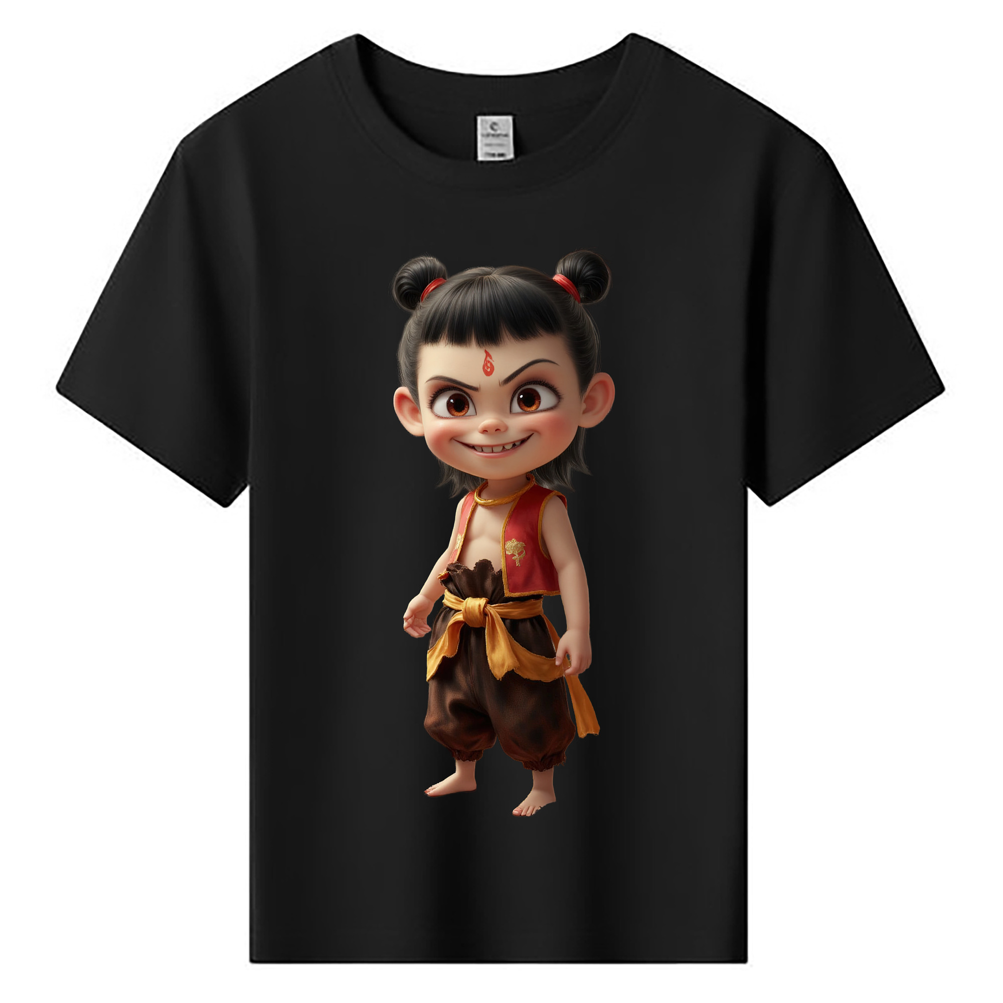 （画像用） Ne Zha 2 ナタ 魔童の大暴れ 綿100％キッズTシャツ（フロントプリント）