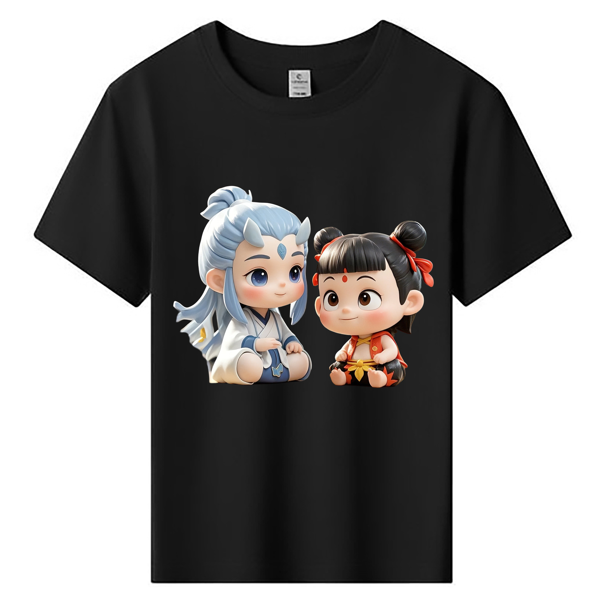 （画像用） Ne Zha 2 ナタ 魔童の大暴れ 綿100％キッズTシャツ（フロントプリント）