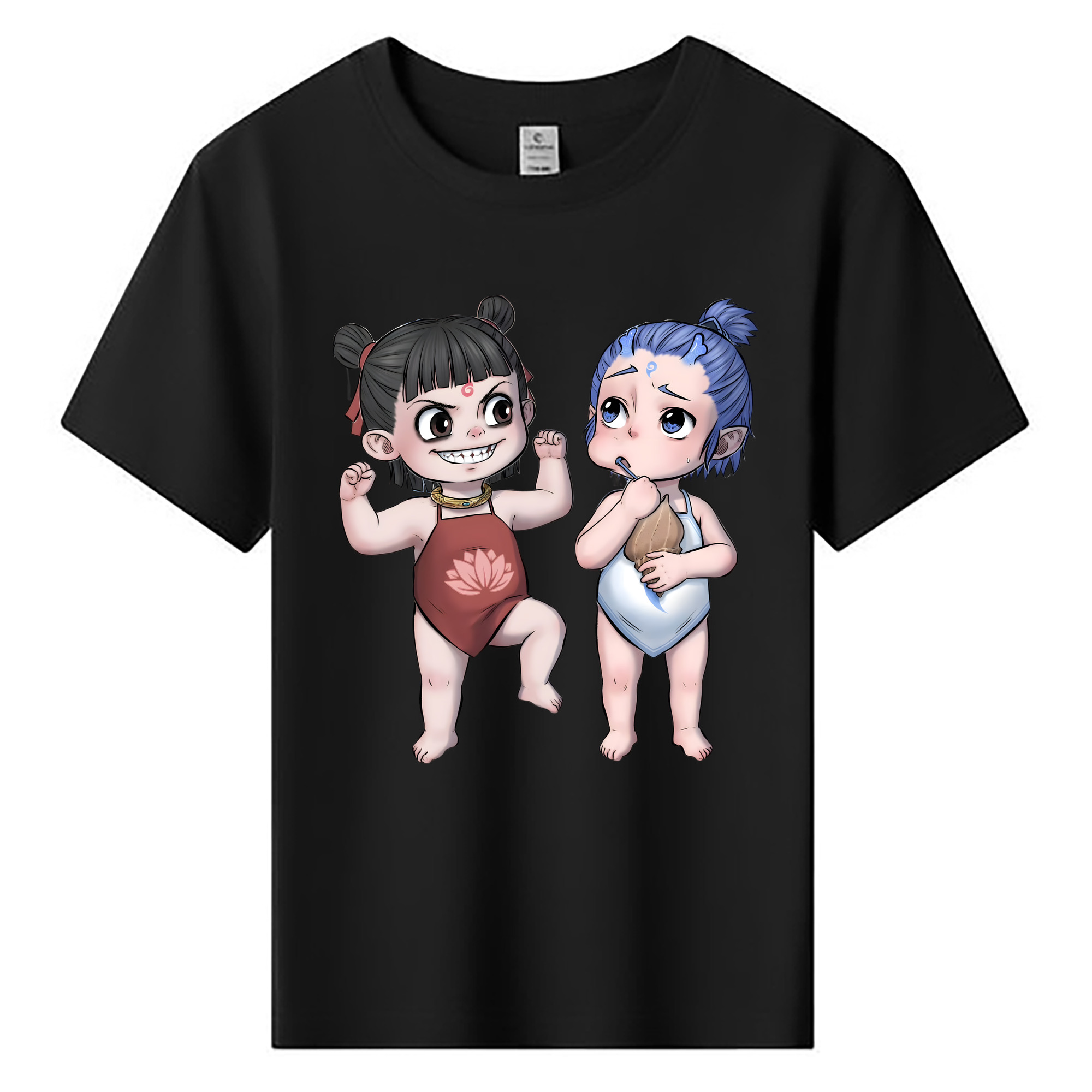 （画像用） Ne Zha 2 ナタ 魔童の大暴れ 綿100％キッズTシャツ（フロントプリント）