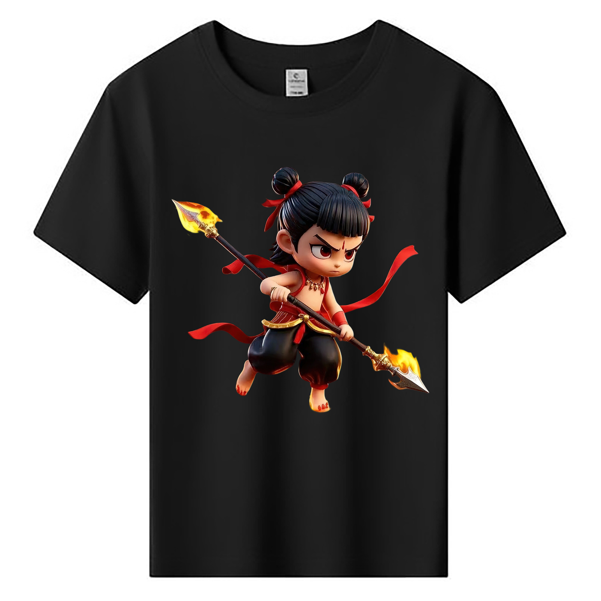 （画像用） Ne Zha 2 ナタ 魔童の大暴れ 綿100％キッズTシャツ（フロントプリント）
