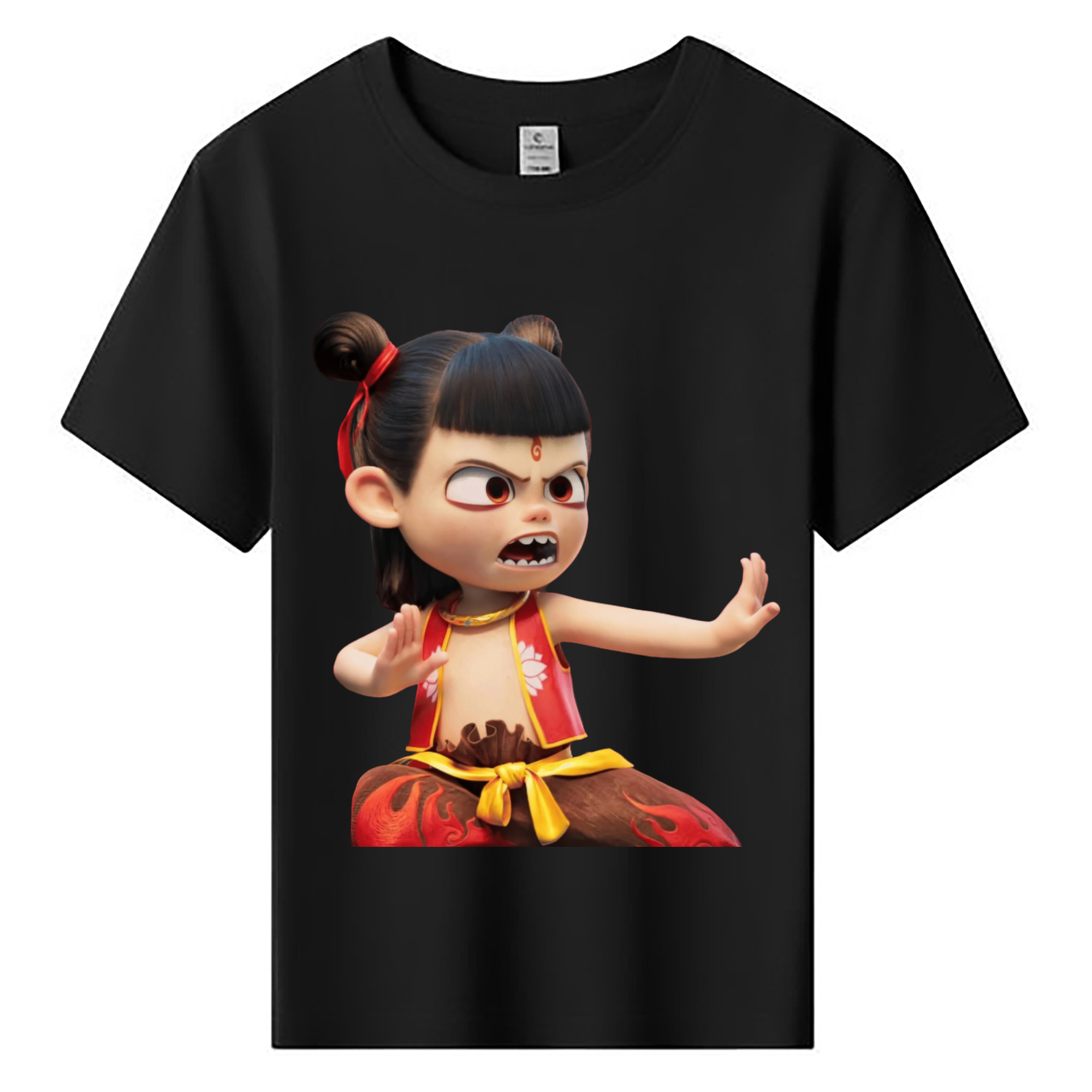 （画像用） Ne Zha 2 ナタ 魔童の大暴れ 綿100％キッズTシャツ（フロントプリント）
