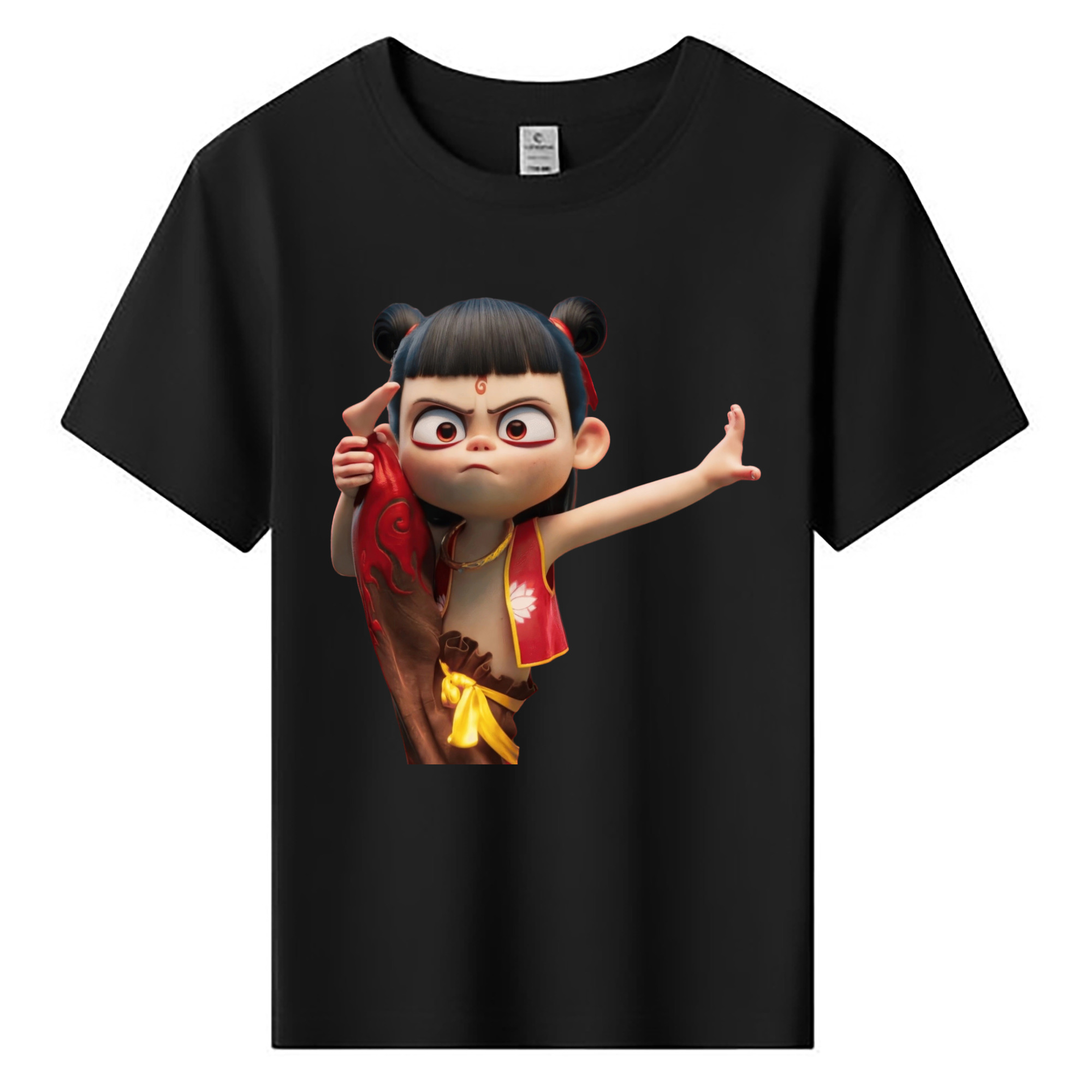 （画像用） Ne Zha 2 ナタ 魔童の大暴れ 綿100％キッズTシャツ（フロントプリント）