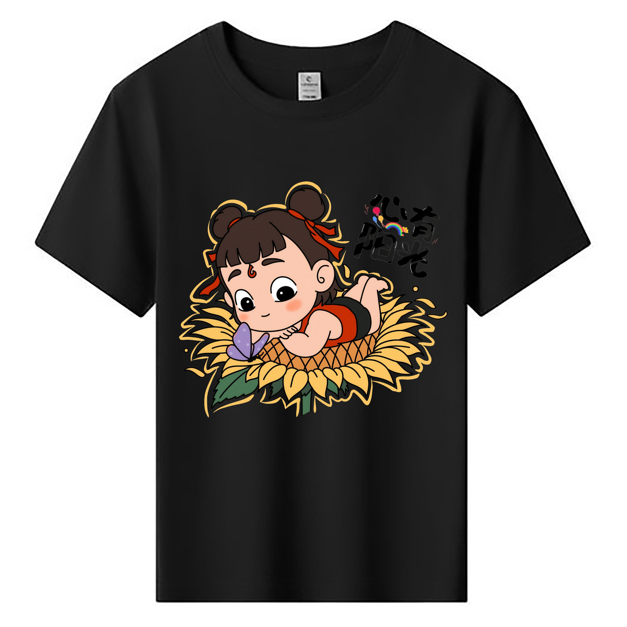 （画像用） Ne Zha 2 ナタ 魔童の大暴れ 綿100％キッズTシャツ（フロントプリント）