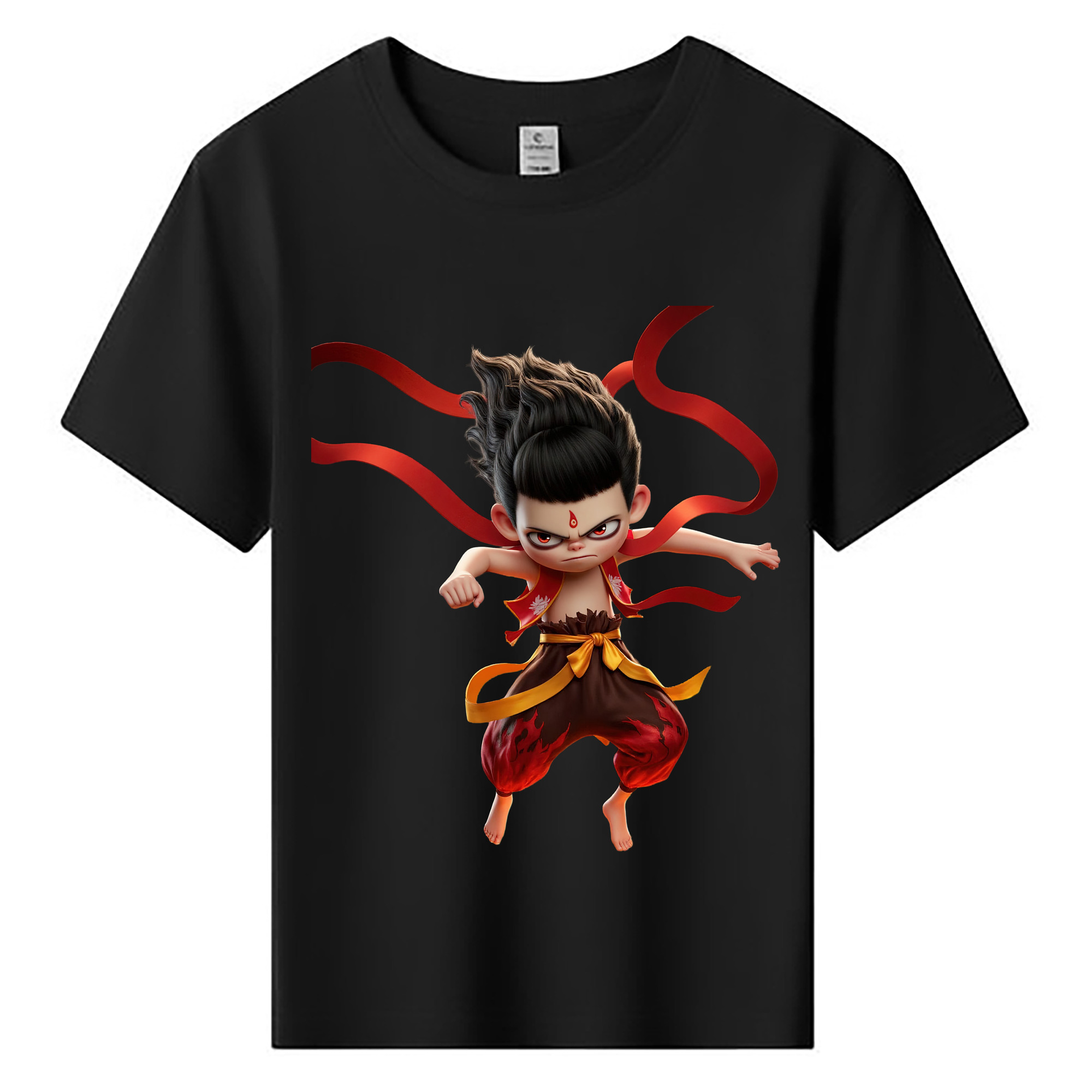 （画像用） Ne Zha 2 ナタ 魔童の大暴れ 綿100％キッズTシャツ（フロントプリント）