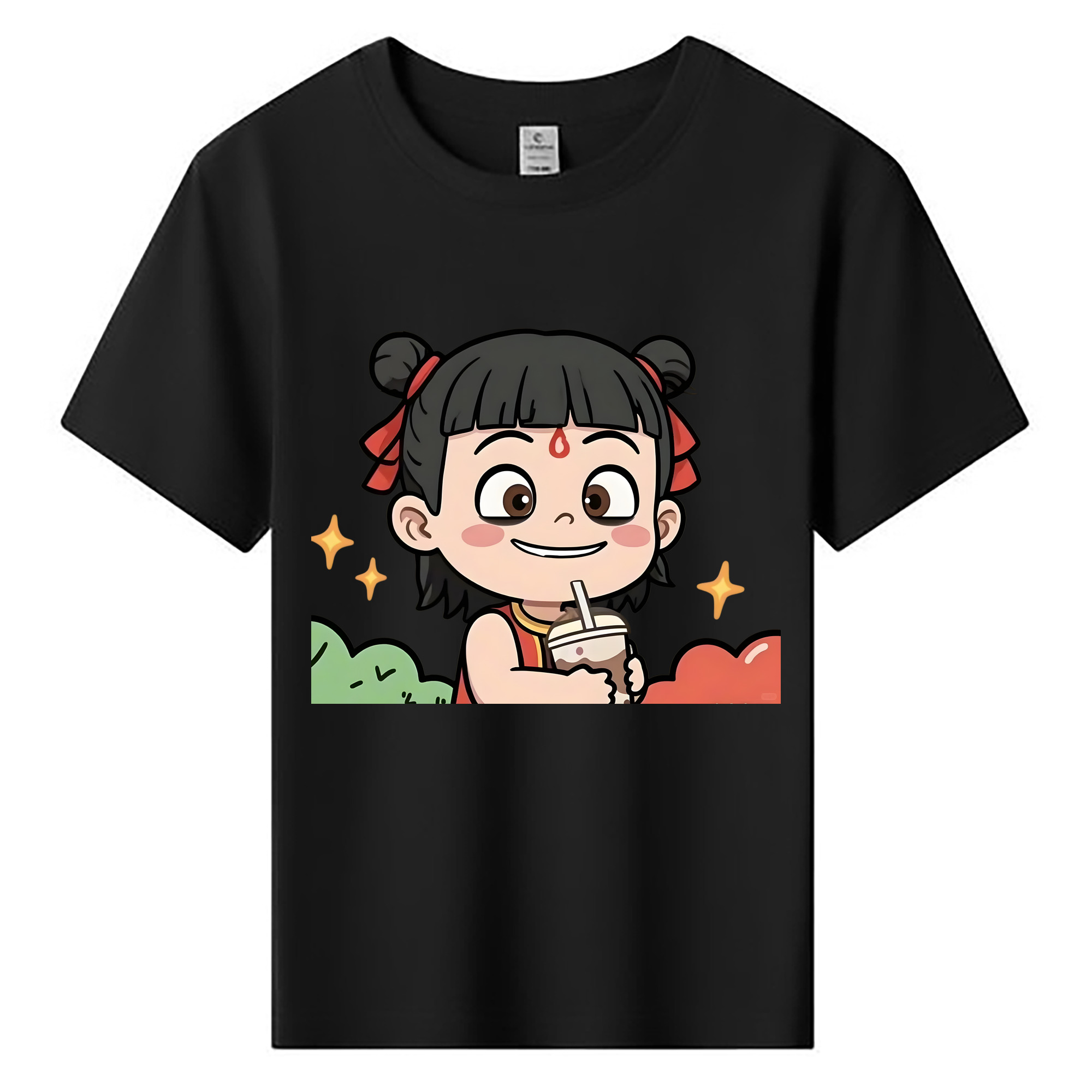 （画像用） Ne Zha 2 ナタ 魔童の大暴れ 綿100％キッズTシャツ（フロントプリント）