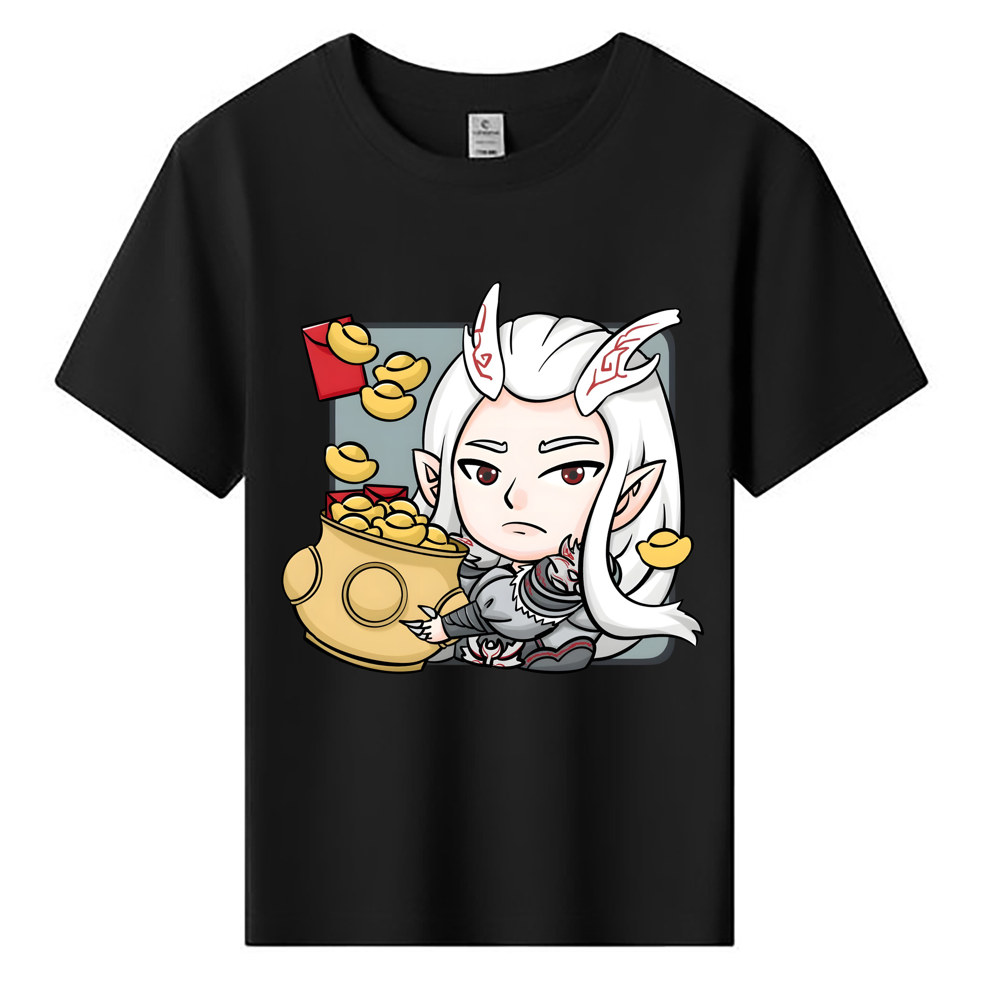 （画像用） Ne Zha 2 ナタ 魔童の大暴れ 綿100％キッズTシャツ（フロントプリント）