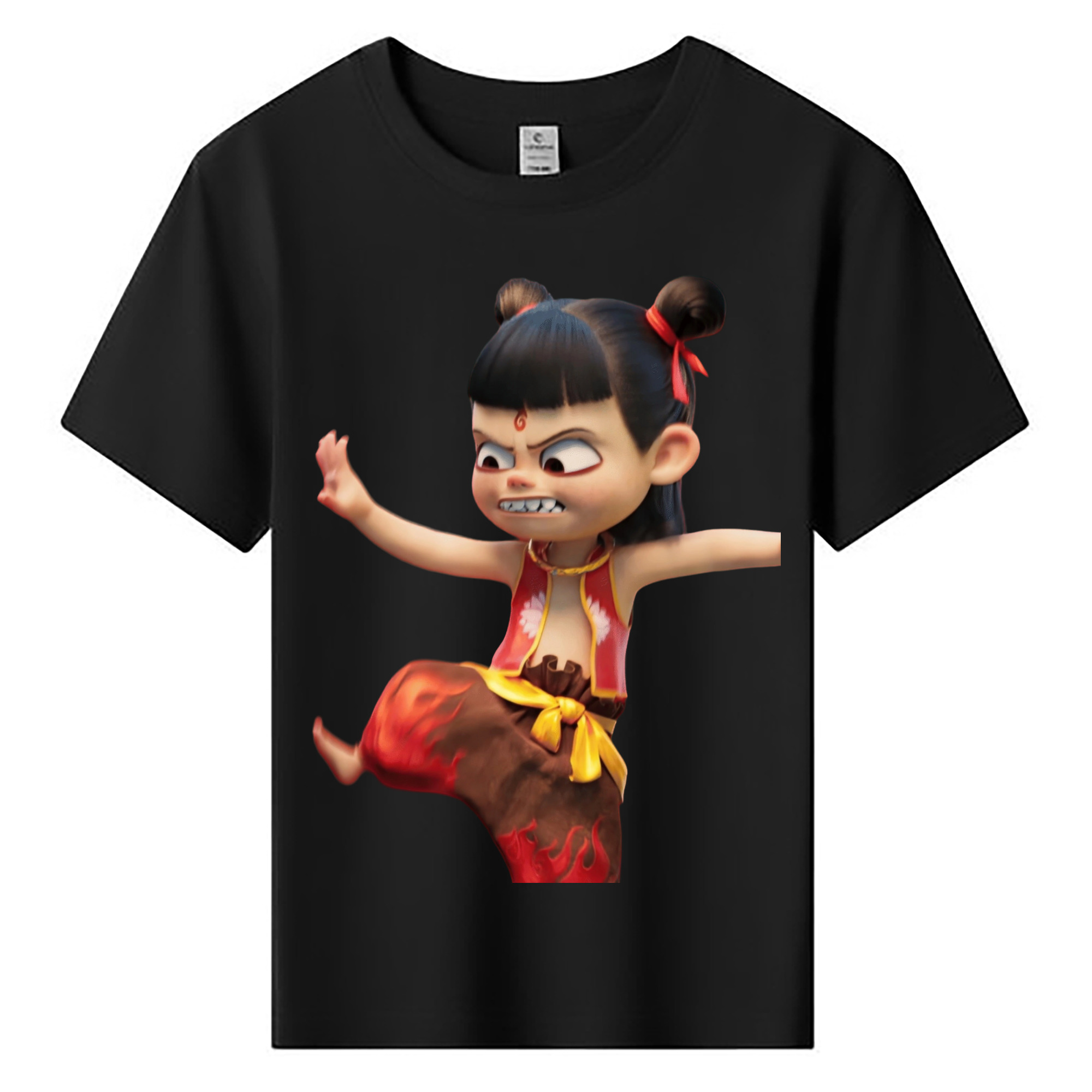 （画像用） Ne Zha 2 ナタ 魔童の大暴れ 綿100％キッズTシャツ（フロントプリント）