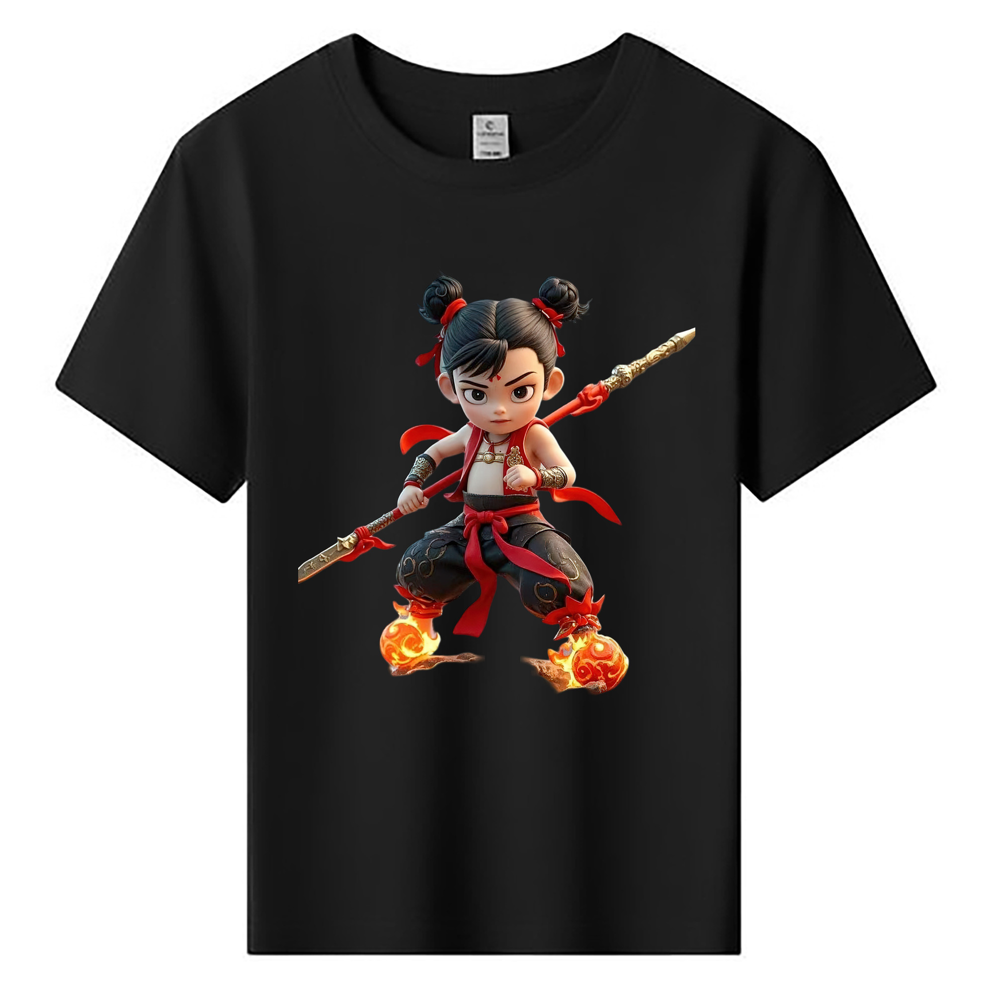 （画像用） Ne Zha 2 ナタ 魔童の大暴れ 綿100％キッズTシャツ（フロントプリント）