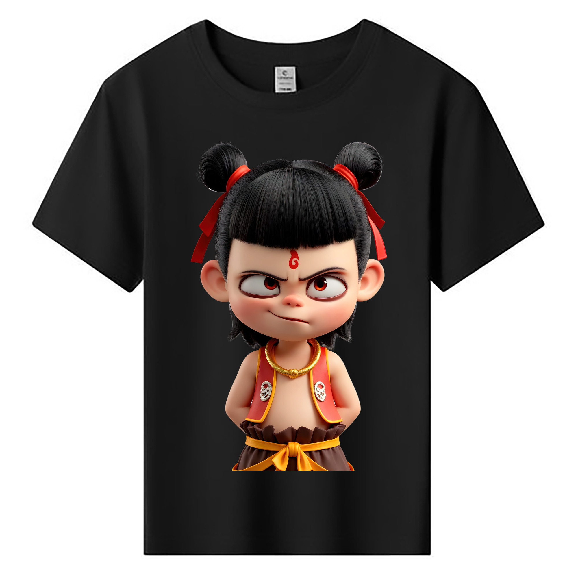 （画像用） Ne Zha 2 ナタ 魔童の大暴れ 綿100％キッズTシャツ（フロントプリント）