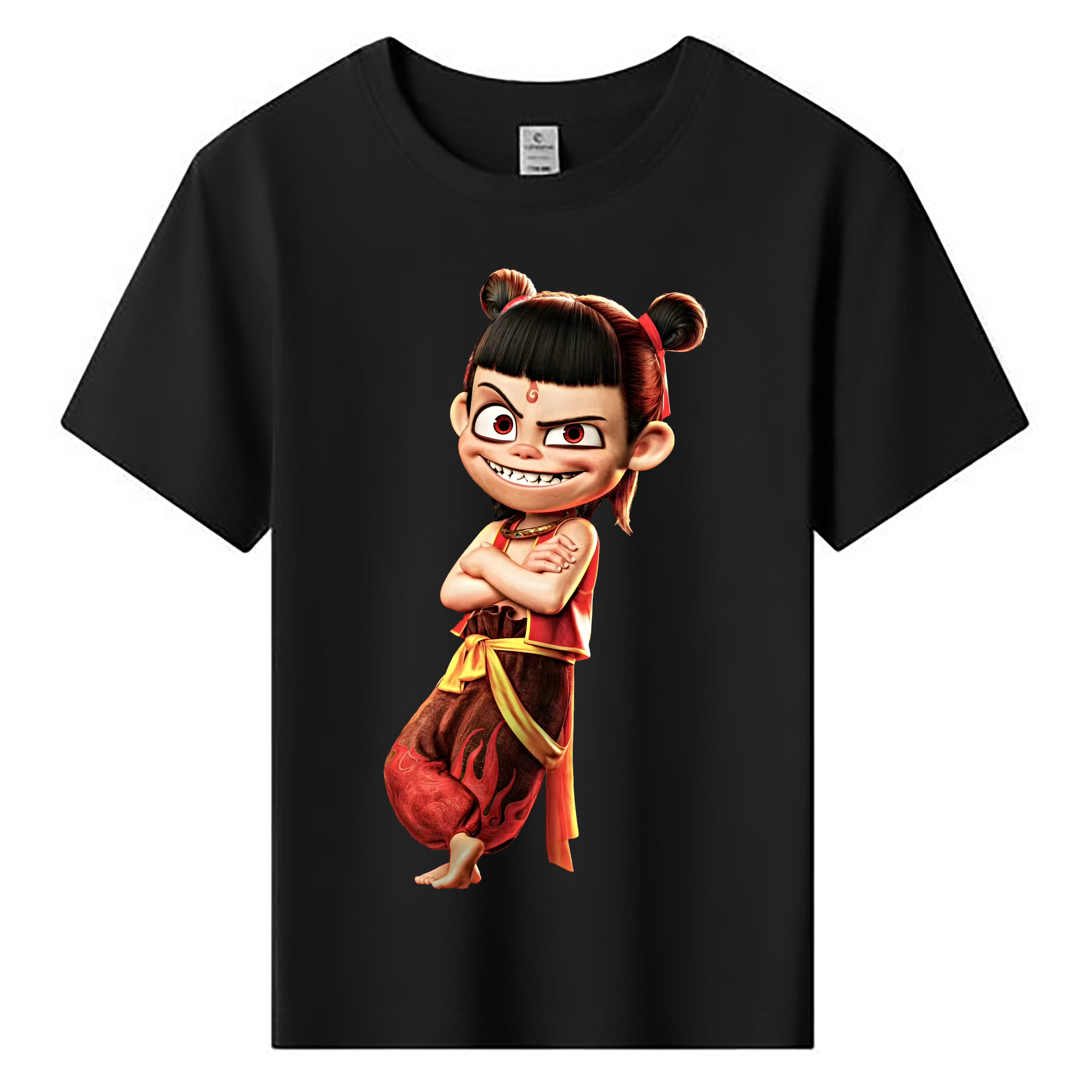 （画像用） Ne Zha 2 ナタ 魔童の大暴れ 綿100％キッズTシャツ（フロントプリント）