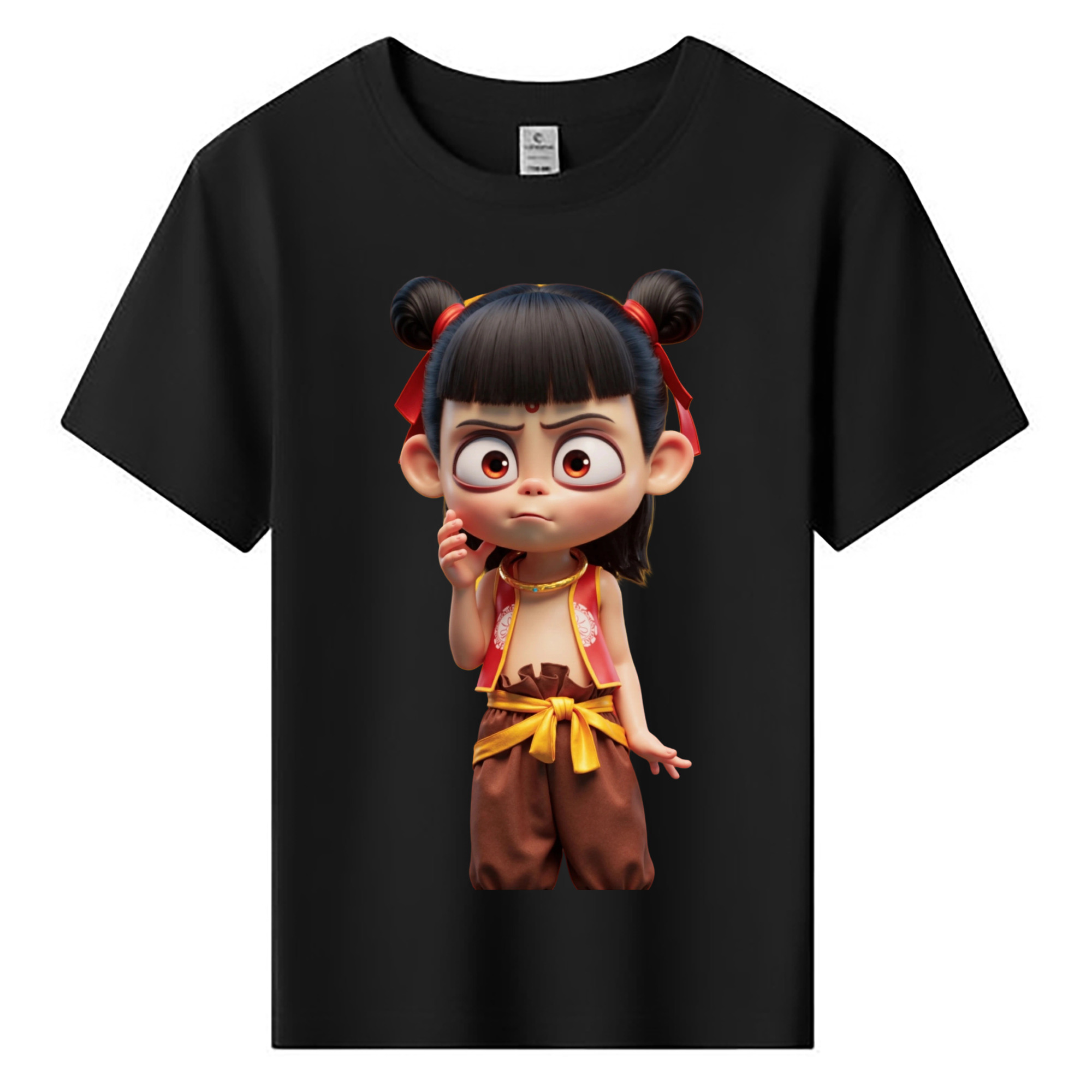 （画像用） Ne Zha 2 ナタ 魔童の大暴れ 綿100％キッズTシャツ（フロントプリント）