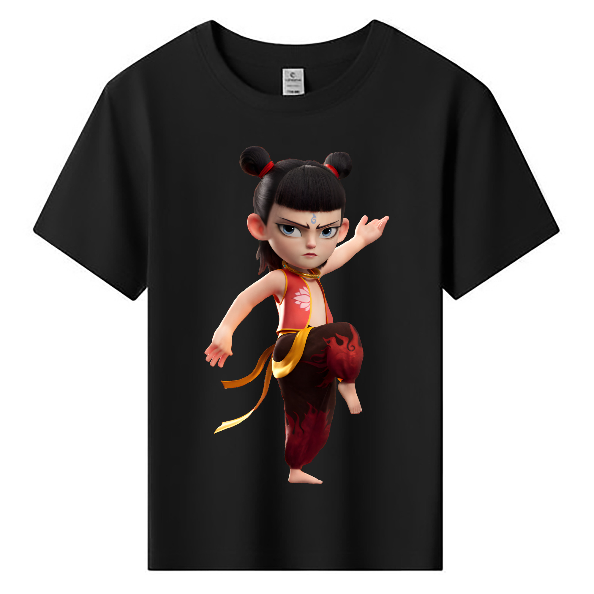 （画像用） Ne Zha 2 ナタ 魔童の大暴れ 綿100％キッズTシャツ（フロントプリント）