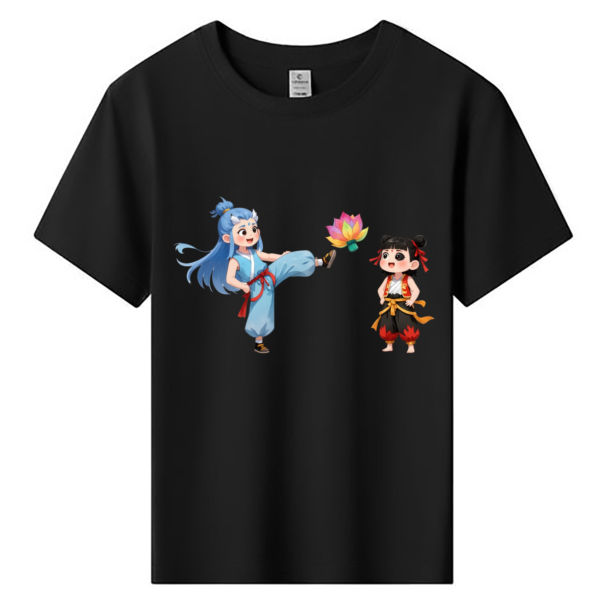 （画像用） Ne Zha 2 ナタ 魔童の大暴れ 綿100％キッズTシャツ（フロントプリント）