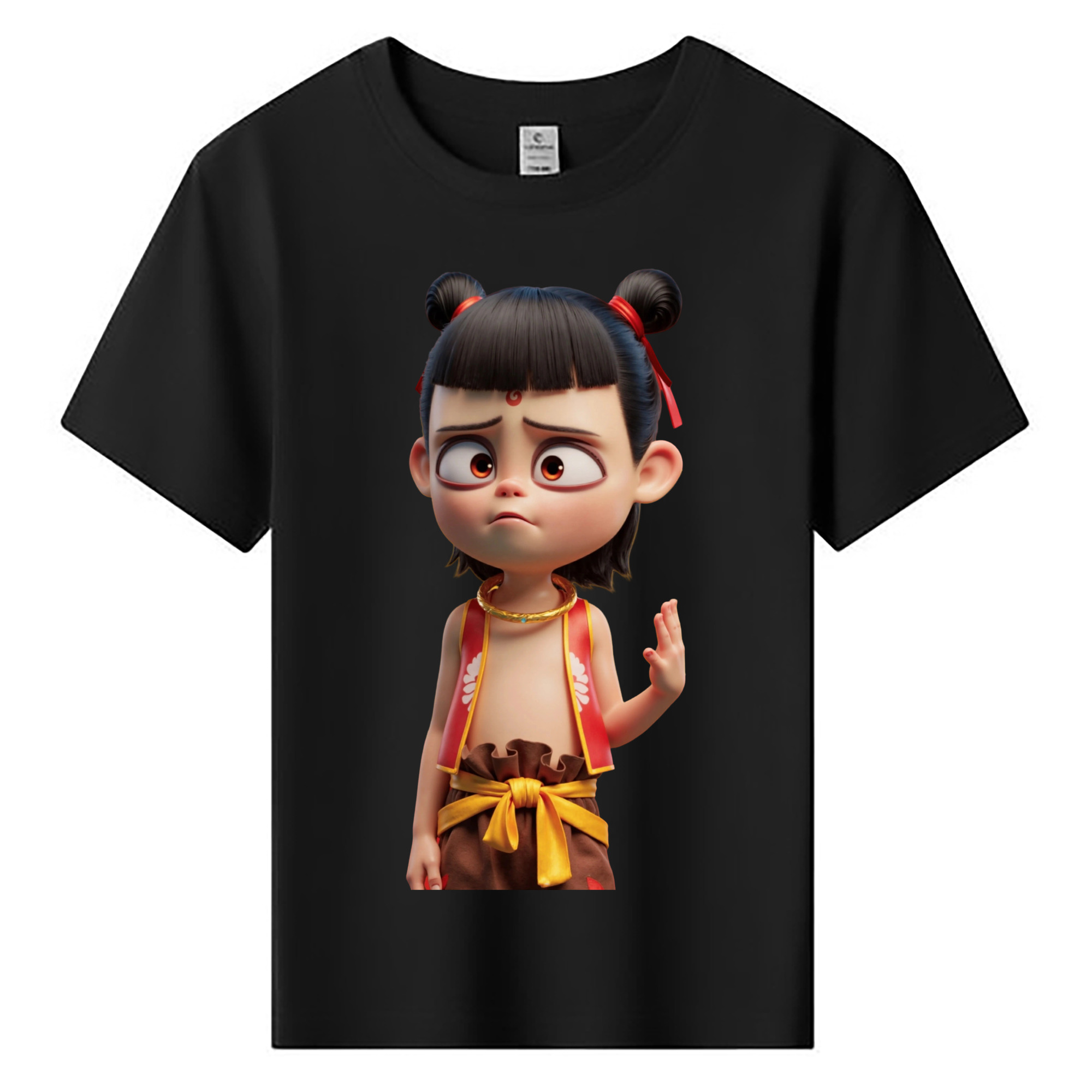 （画像用） Ne Zha 2 ナタ 魔童の大暴れ 綿100％キッズTシャツ（フロントプリント）