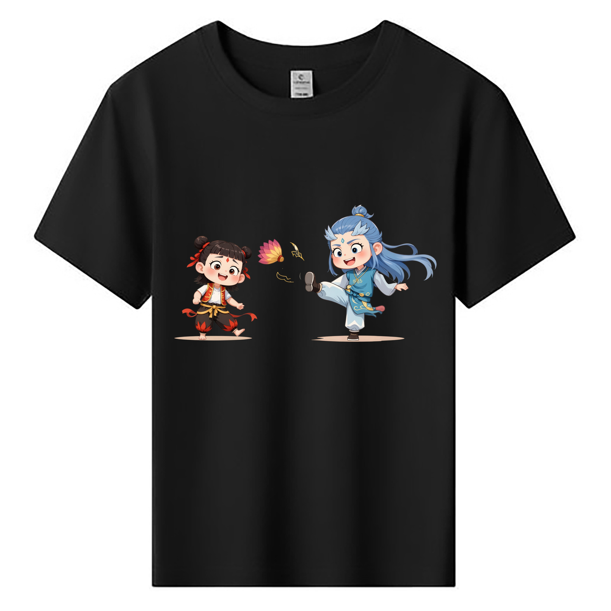 （画像用） Ne Zha 2 ナタ 魔童の大暴れ 綿100％キッズTシャツ（フロントプリント）