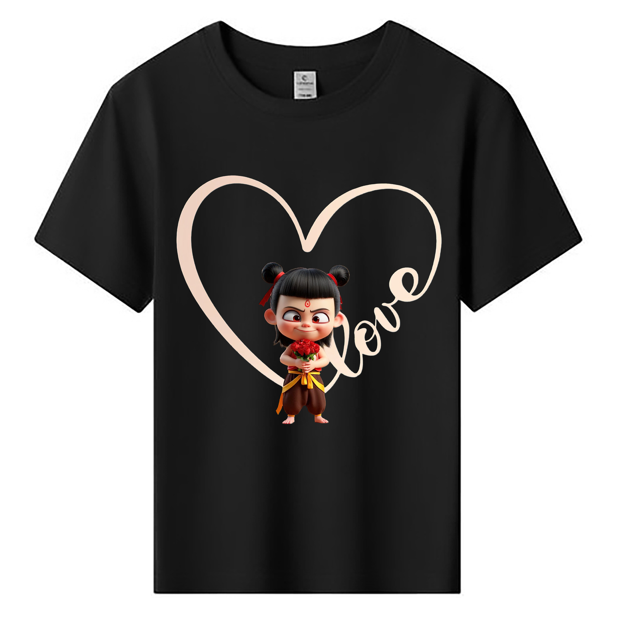 （画像用） Ne Zha 2 ナタ 魔童の大暴れ 綿100％キッズTシャツ（フロントプリント）