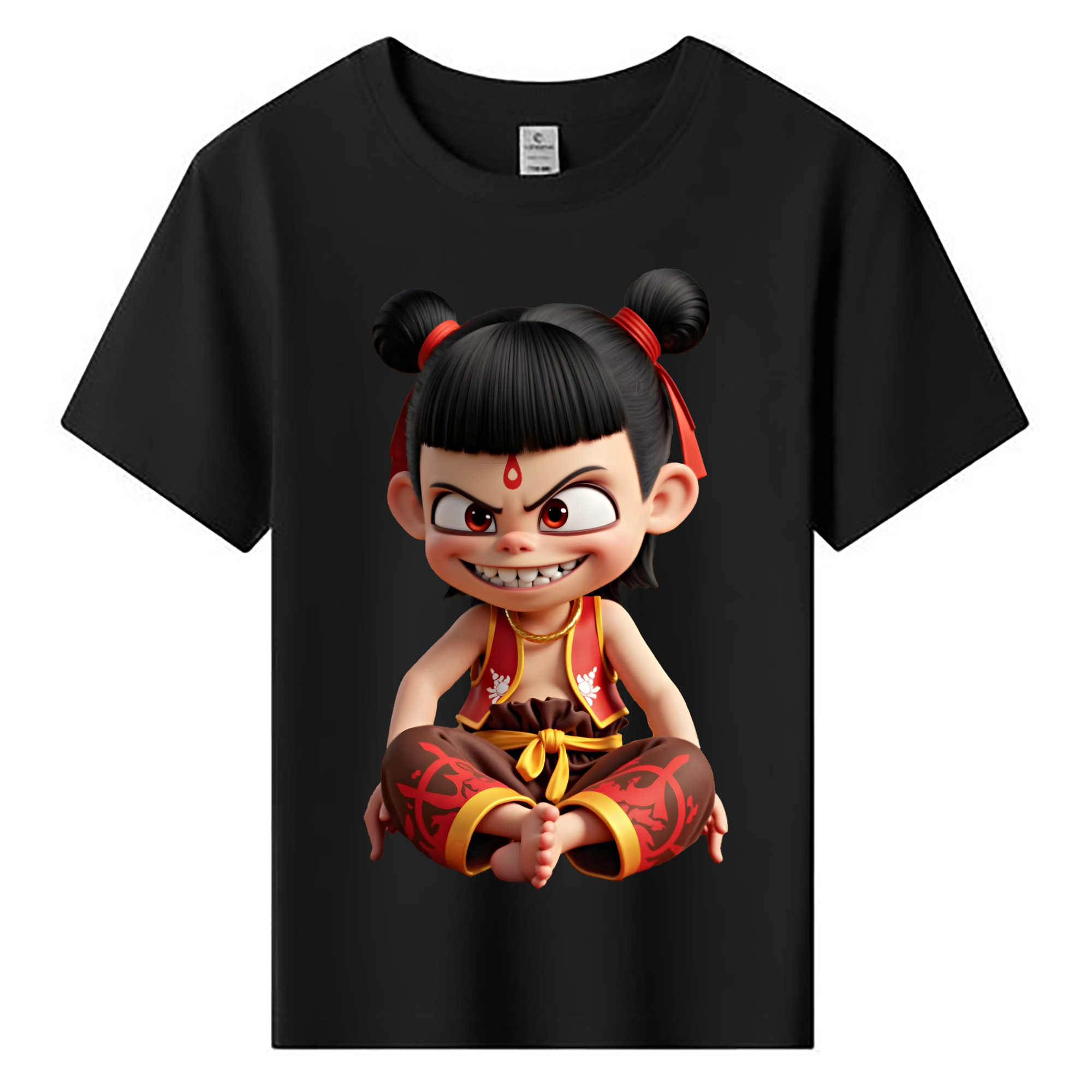 （画像用） Ne Zha 2 ナタ 魔童の大暴れ 綿100％キッズTシャツ（フロントプリント）