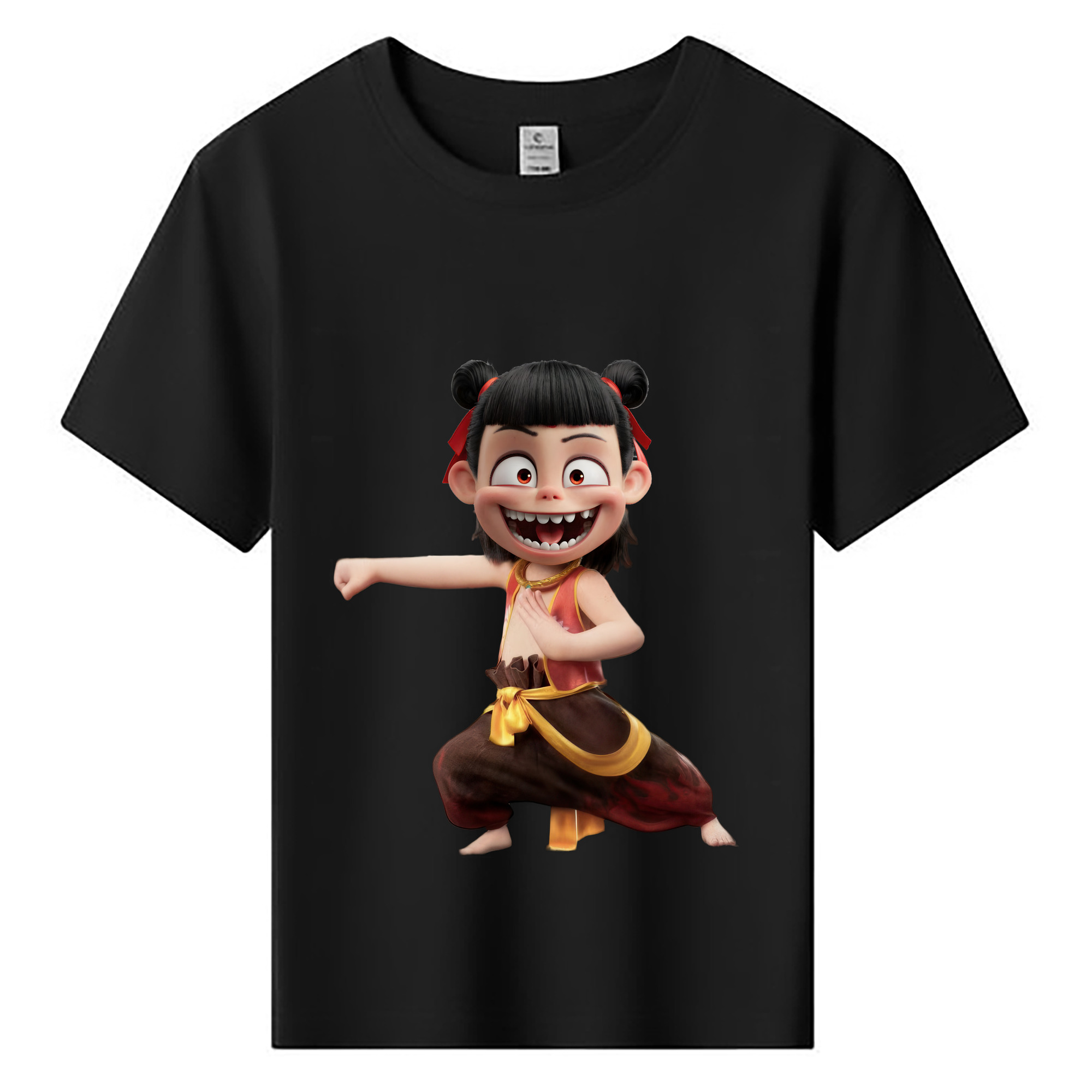 （画像用） Ne Zha 2 ナタ 魔童の大暴れ 綿100％キッズTシャツ（フロントプリント）