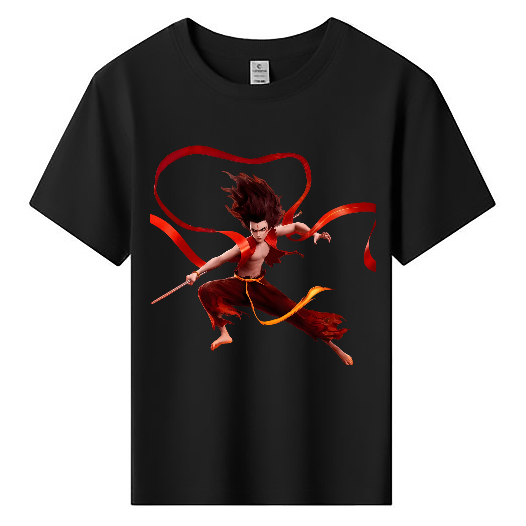 （画像用） Ne Zha 2 ナタ 魔童の大暴れ 綿100％キッズTシャツ（フロントプリント）
