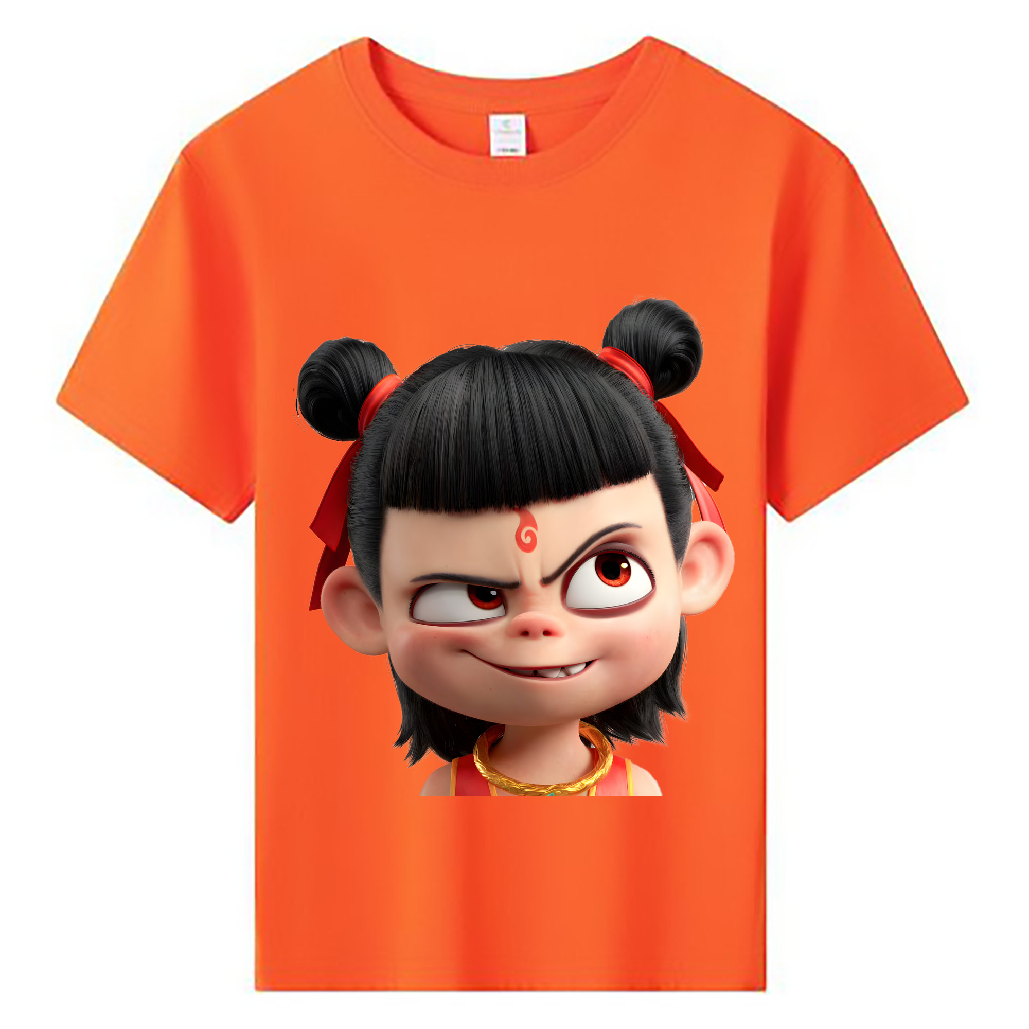 （画像用） Ne Zha 2 ナタ 魔童の大暴れ 綿100％キッズTシャツ（フロントプリント）