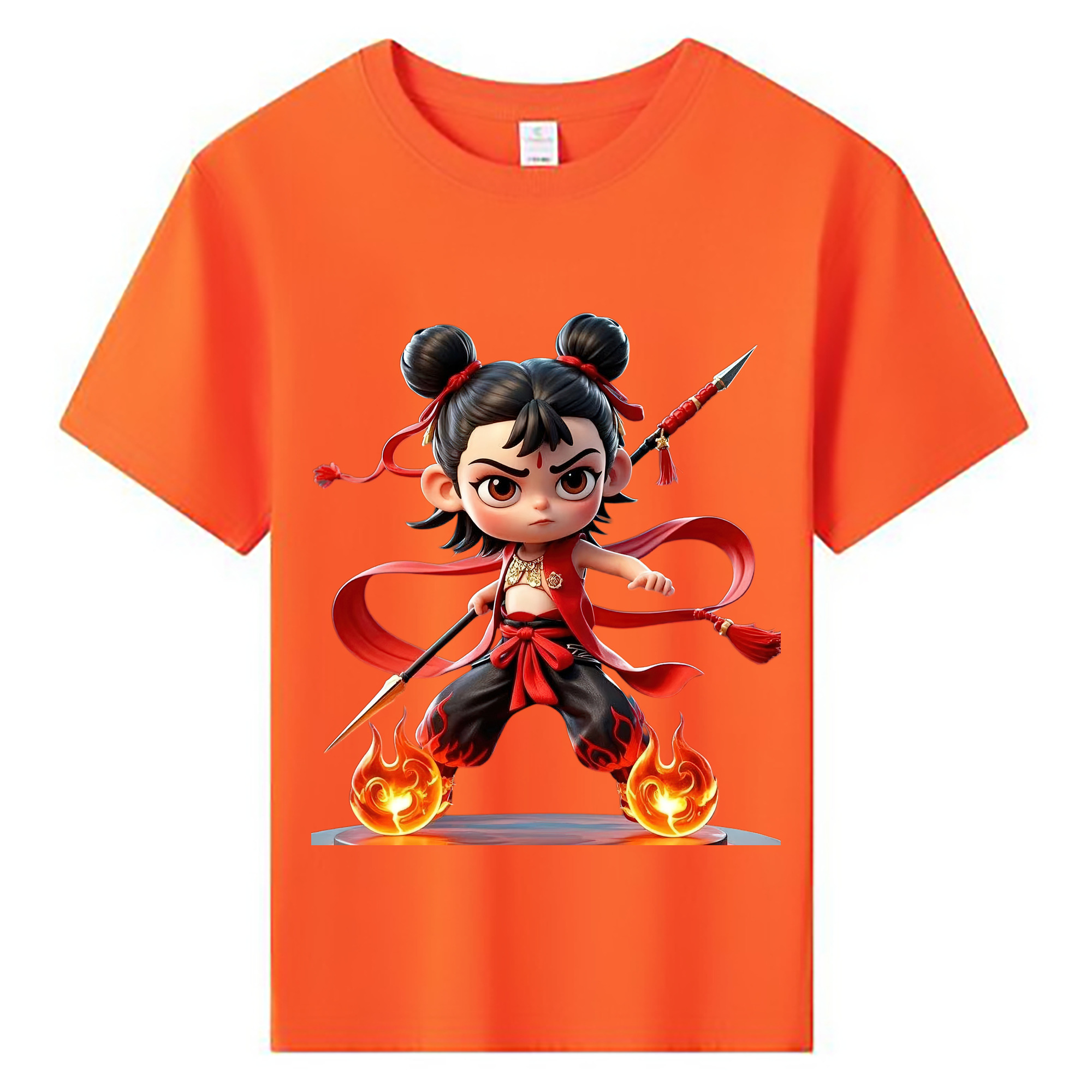 （画像用） Ne Zha 2 ナタ 魔童の大暴れ 綿100％キッズTシャツ（フロントプリント）