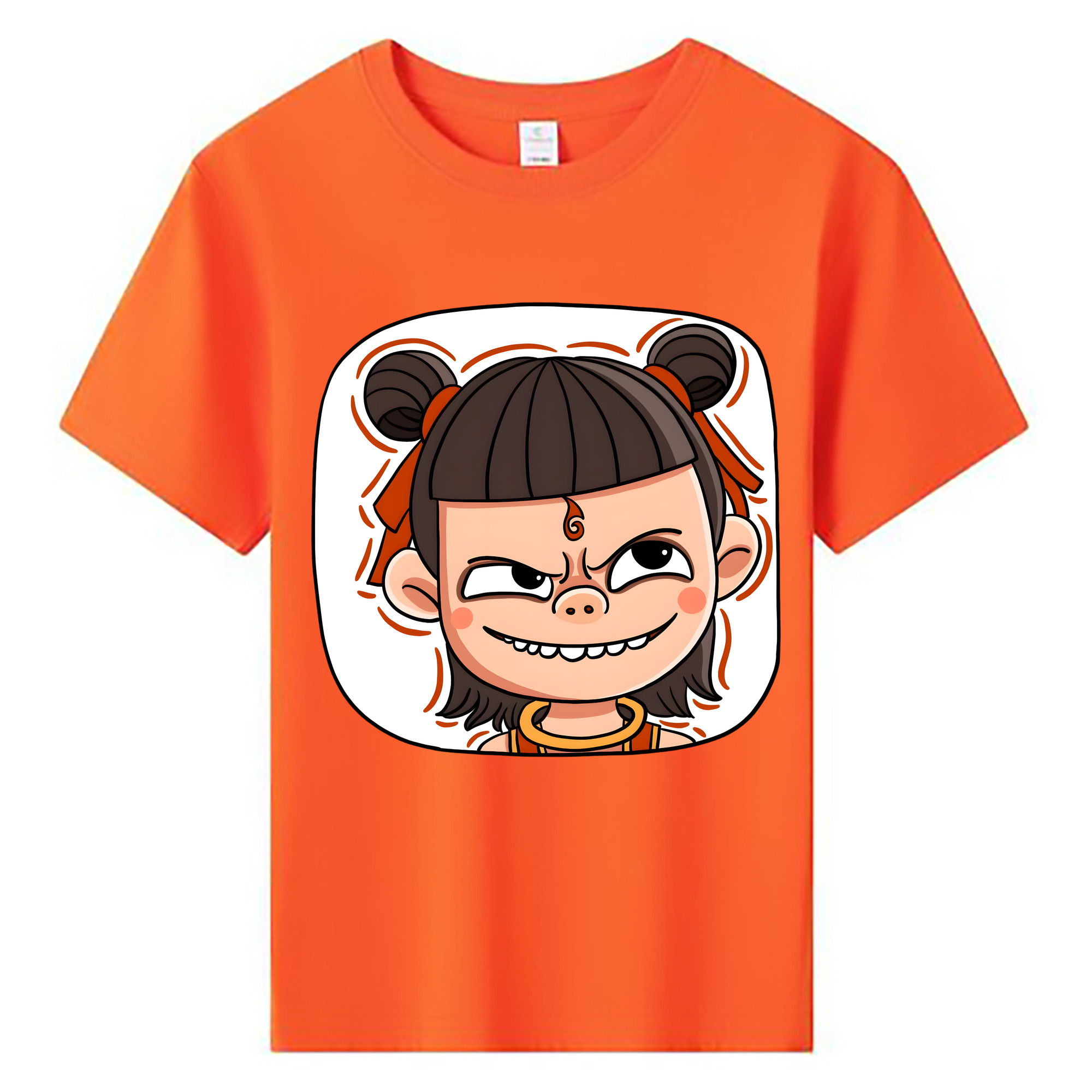 （画像用） Ne Zha 2 ナタ 魔童の大暴れ 綿100％キッズTシャツ（フロントプリント）