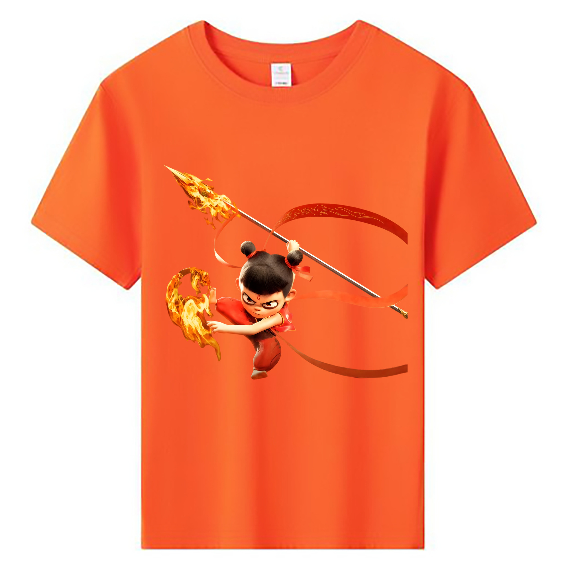 （画像用） Ne Zha 2 ナタ 魔童の大暴れ 綿100％キッズTシャツ（フロントプリント）