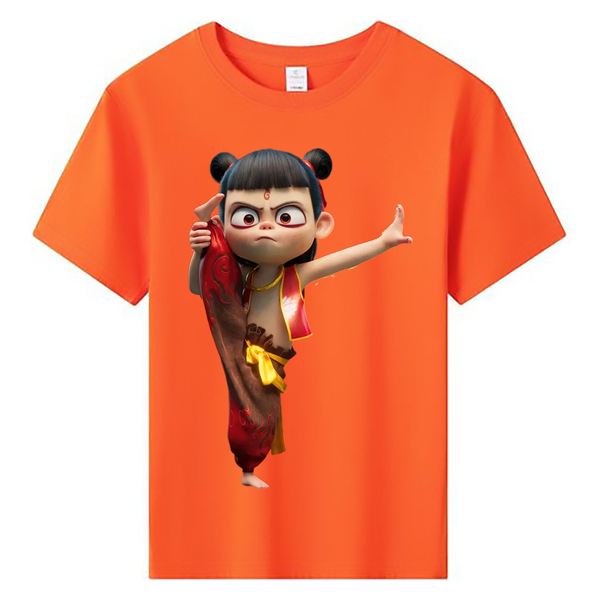 （画像用） Ne Zha 2 ナタ 魔童の大暴れ 綿100％キッズTシャツ（フロントプリント）