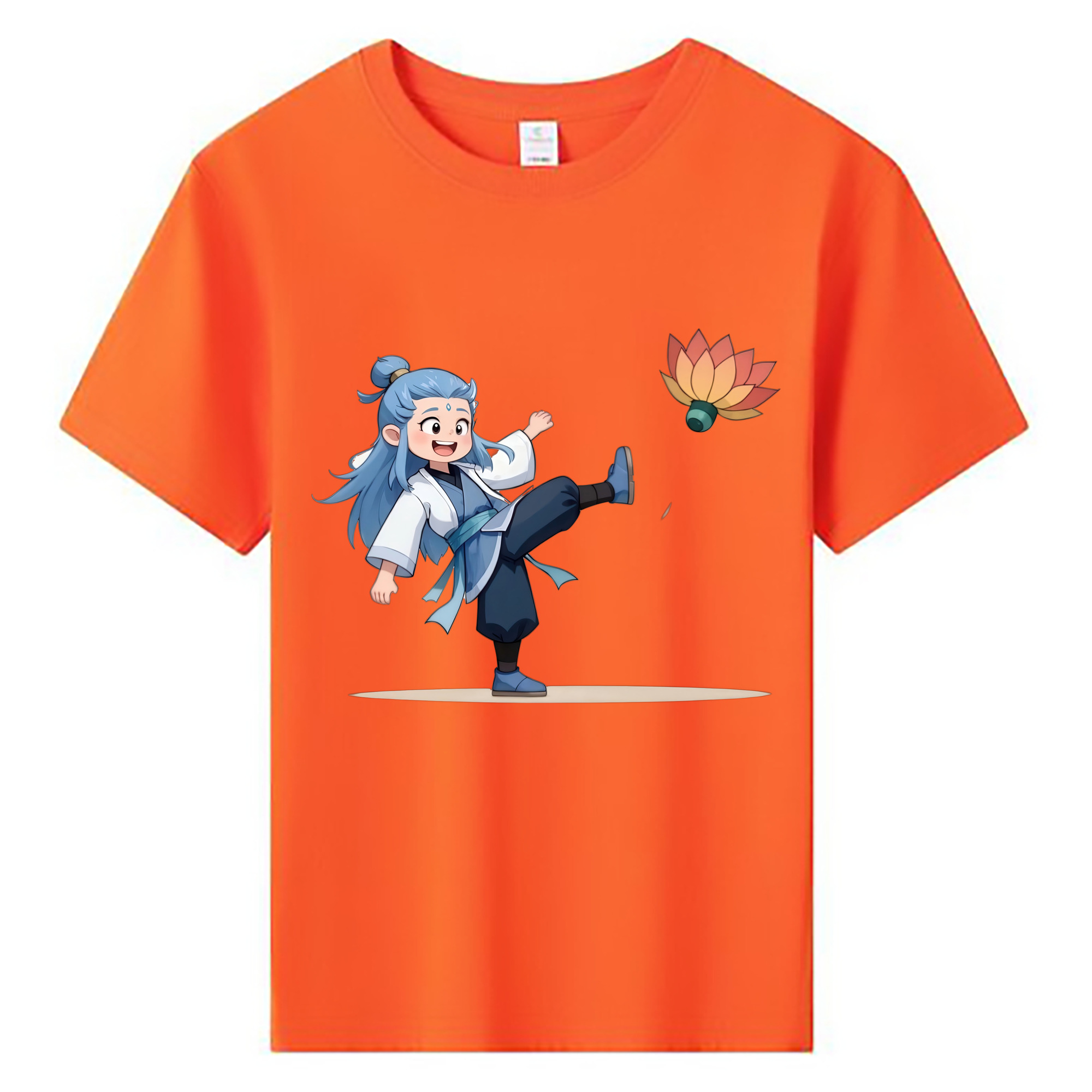 （画像用） Ne Zha 2 ナタ 魔童の大暴れ 綿100％キッズTシャツ（フロントプリント）