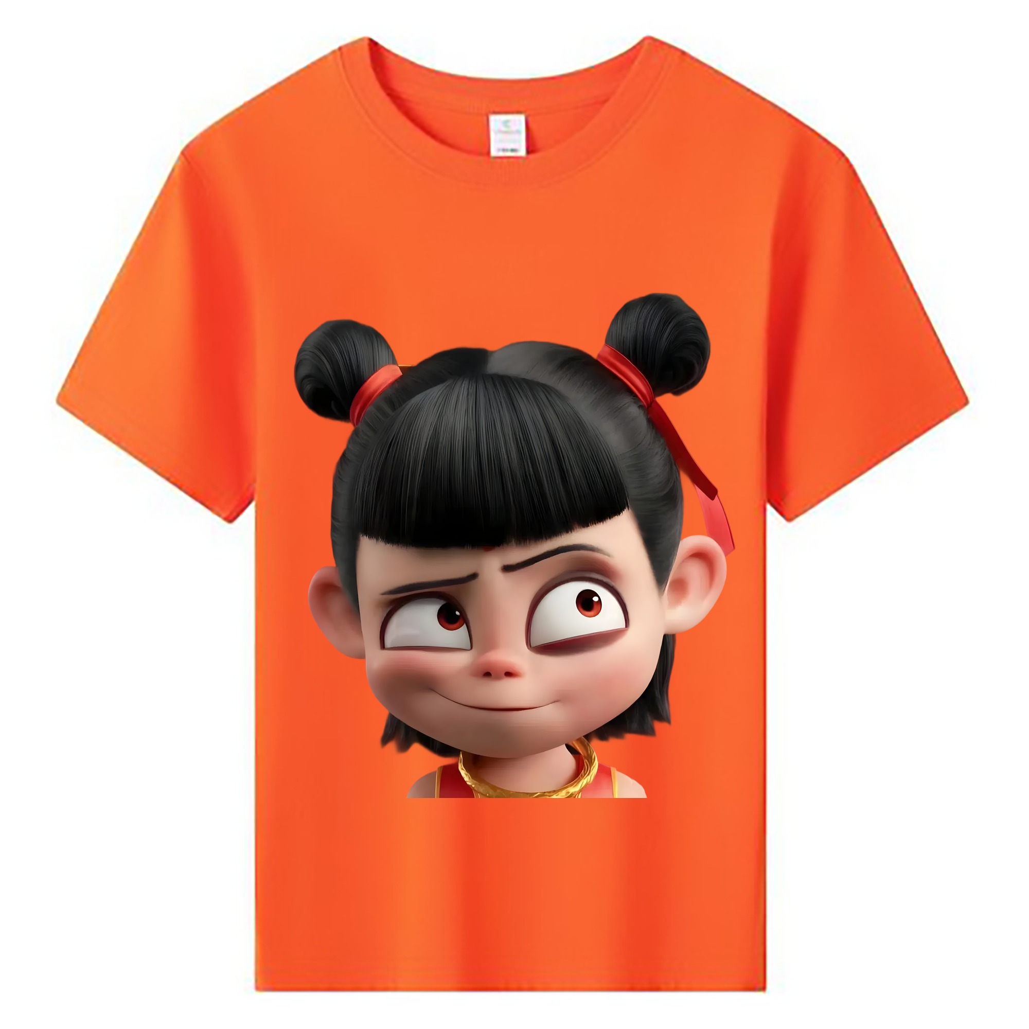 （画像用） Ne Zha 2 ナタ 魔童の大暴れ 綿100％キッズTシャツ（フロントプリント）