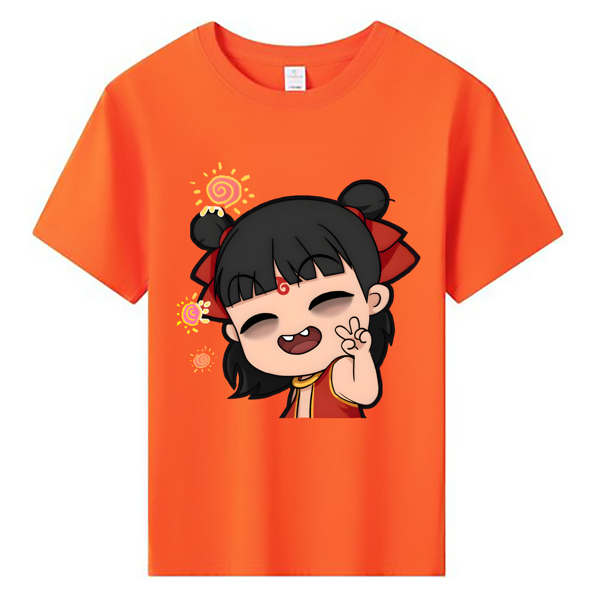 （画像用） Ne Zha 2 ナタ 魔童の大暴れ 綿100％キッズTシャツ（フロントプリント）