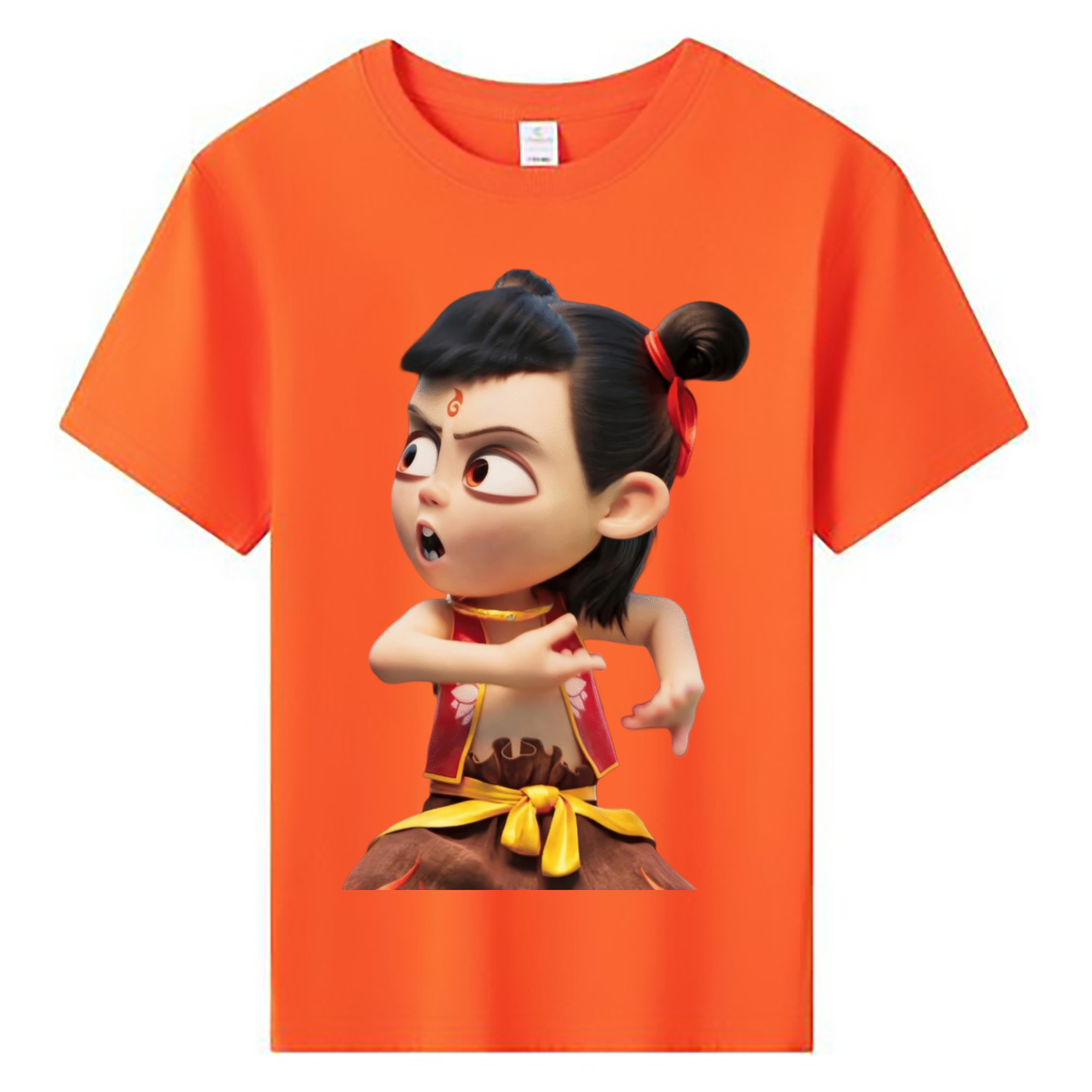 （画像用） Ne Zha 2 ナタ 魔童の大暴れ 綿100％キッズTシャツ（フロントプリント）