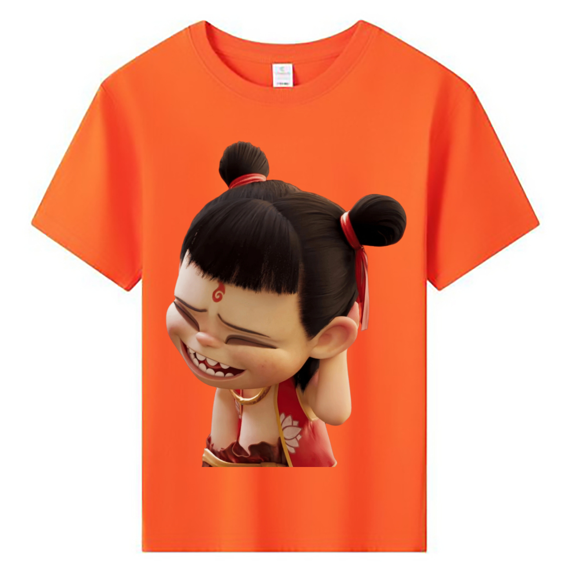 （画像用） Ne Zha 2 ナタ 魔童の大暴れ 綿100％キッズTシャツ（フロントプリント）