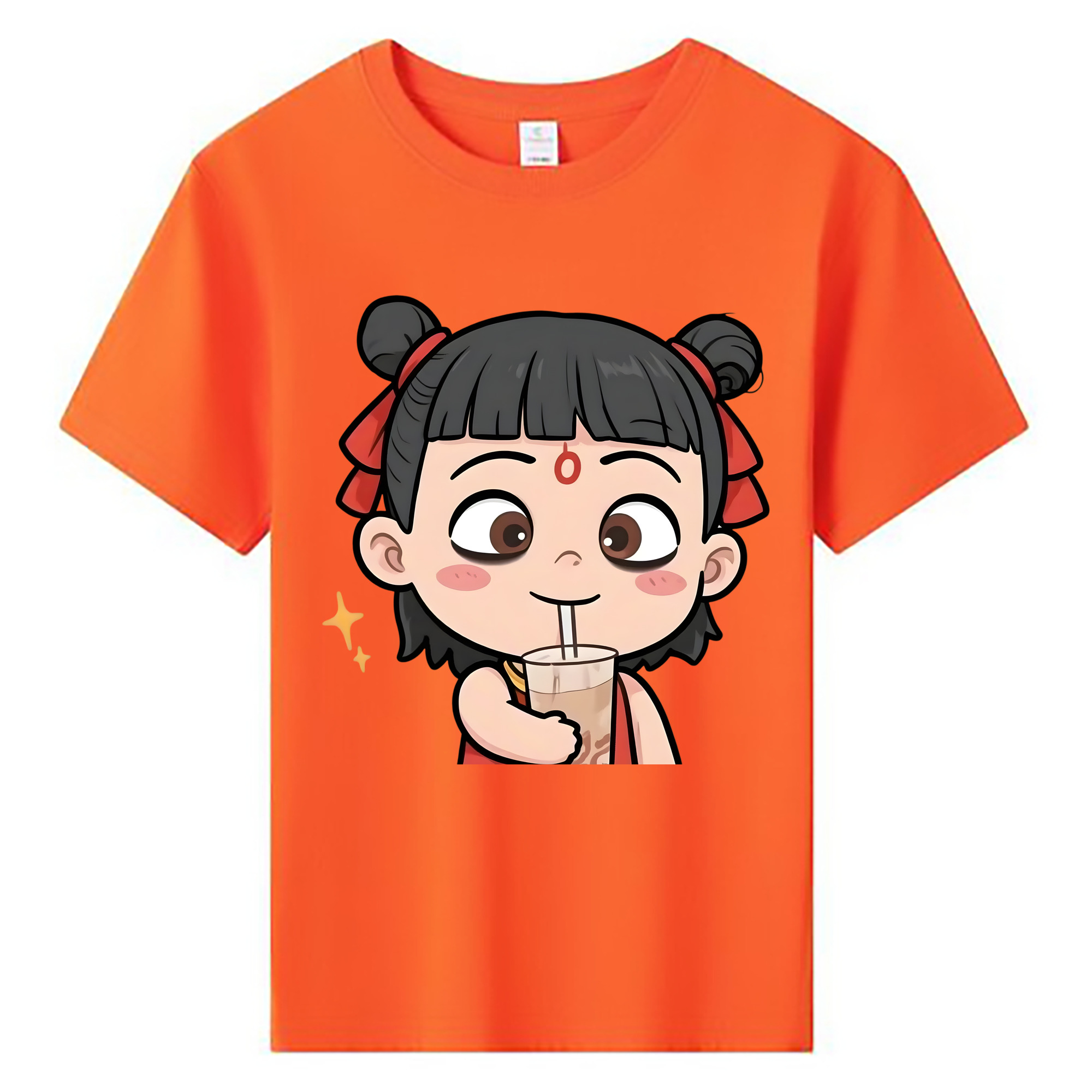 （画像用） Ne Zha 2 ナタ 魔童の大暴れ 綿100％キッズTシャツ（フロントプリント）