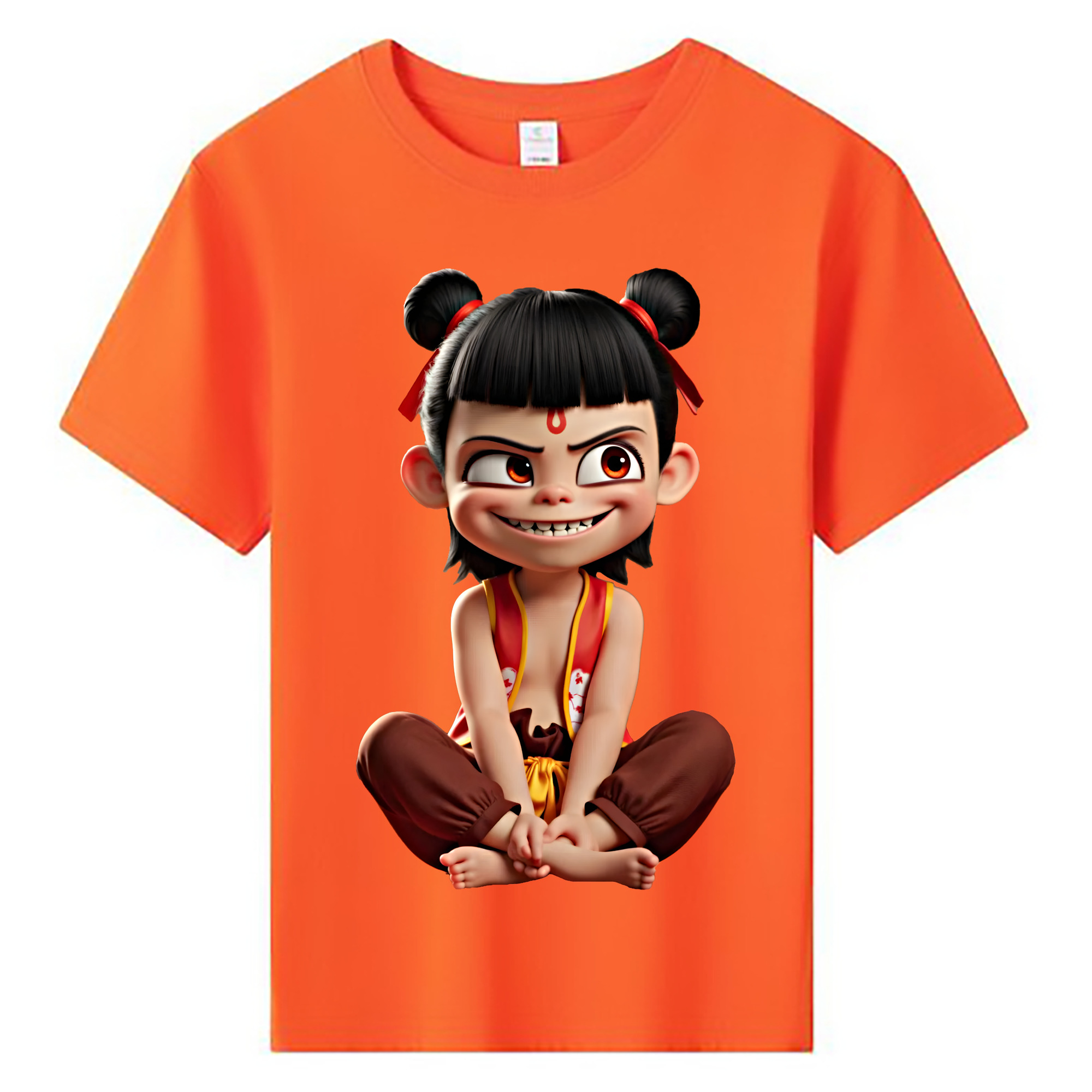 （画像用） Ne Zha 2 ナタ 魔童の大暴れ 綿100％キッズTシャツ（フロントプリント）