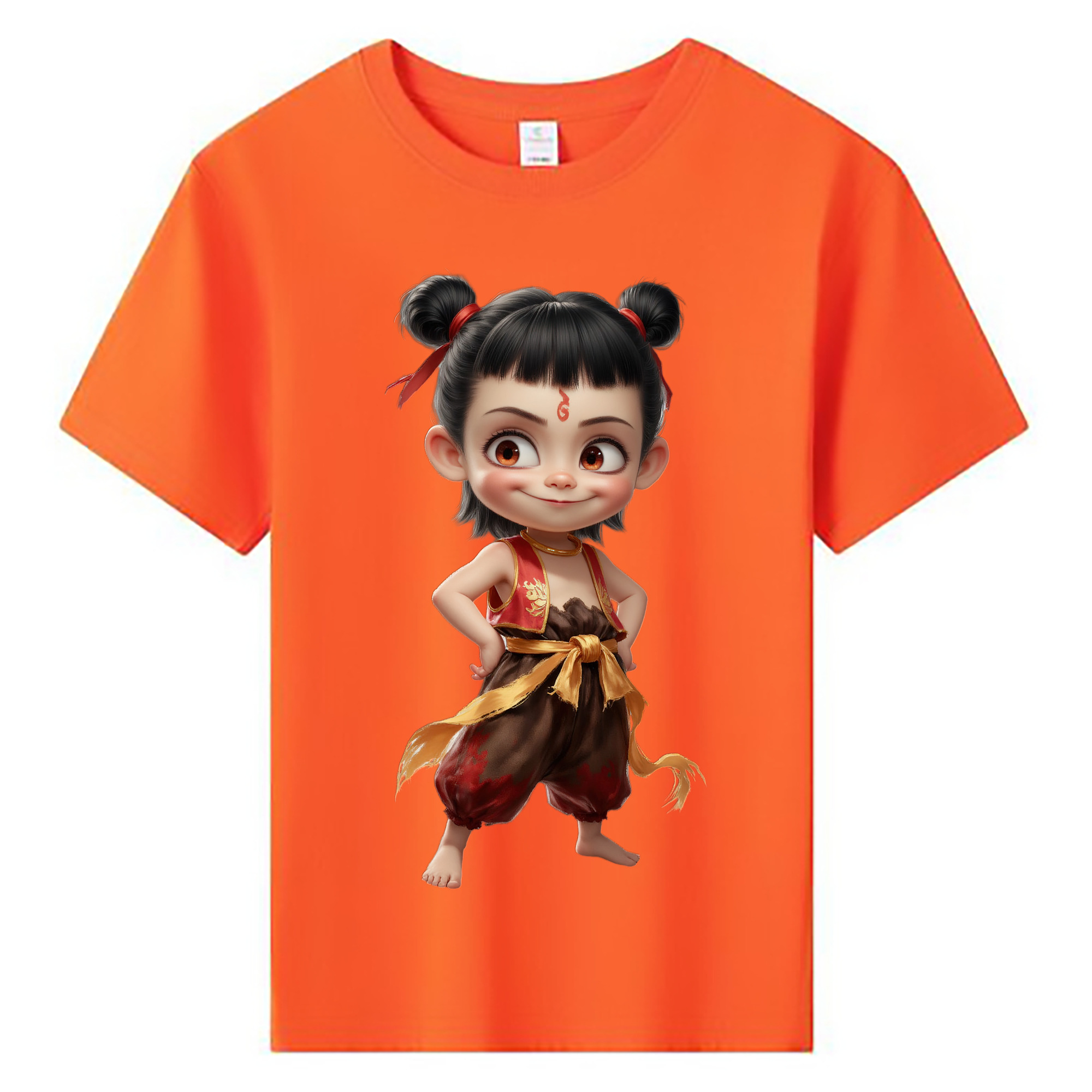 （画像用） Ne Zha 2 ナタ 魔童の大暴れ 綿100％キッズTシャツ（フロントプリント）