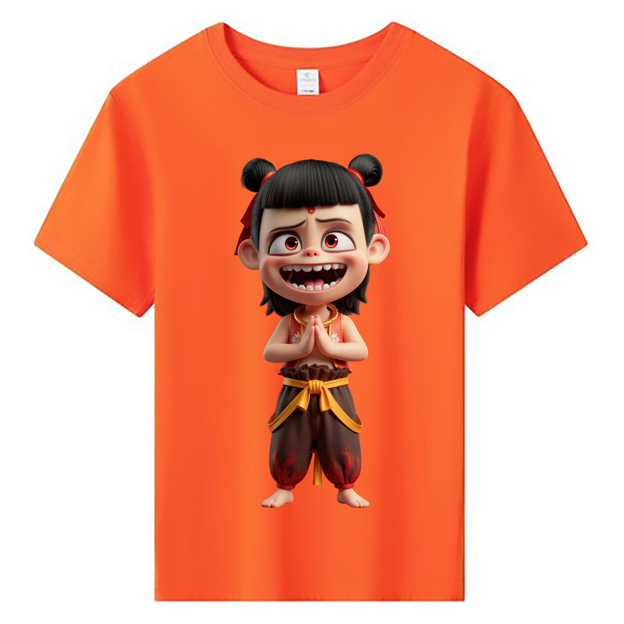 （画像用） Ne Zha 2 ナタ 魔童の大暴れ 綿100％キッズTシャツ（フロントプリント）