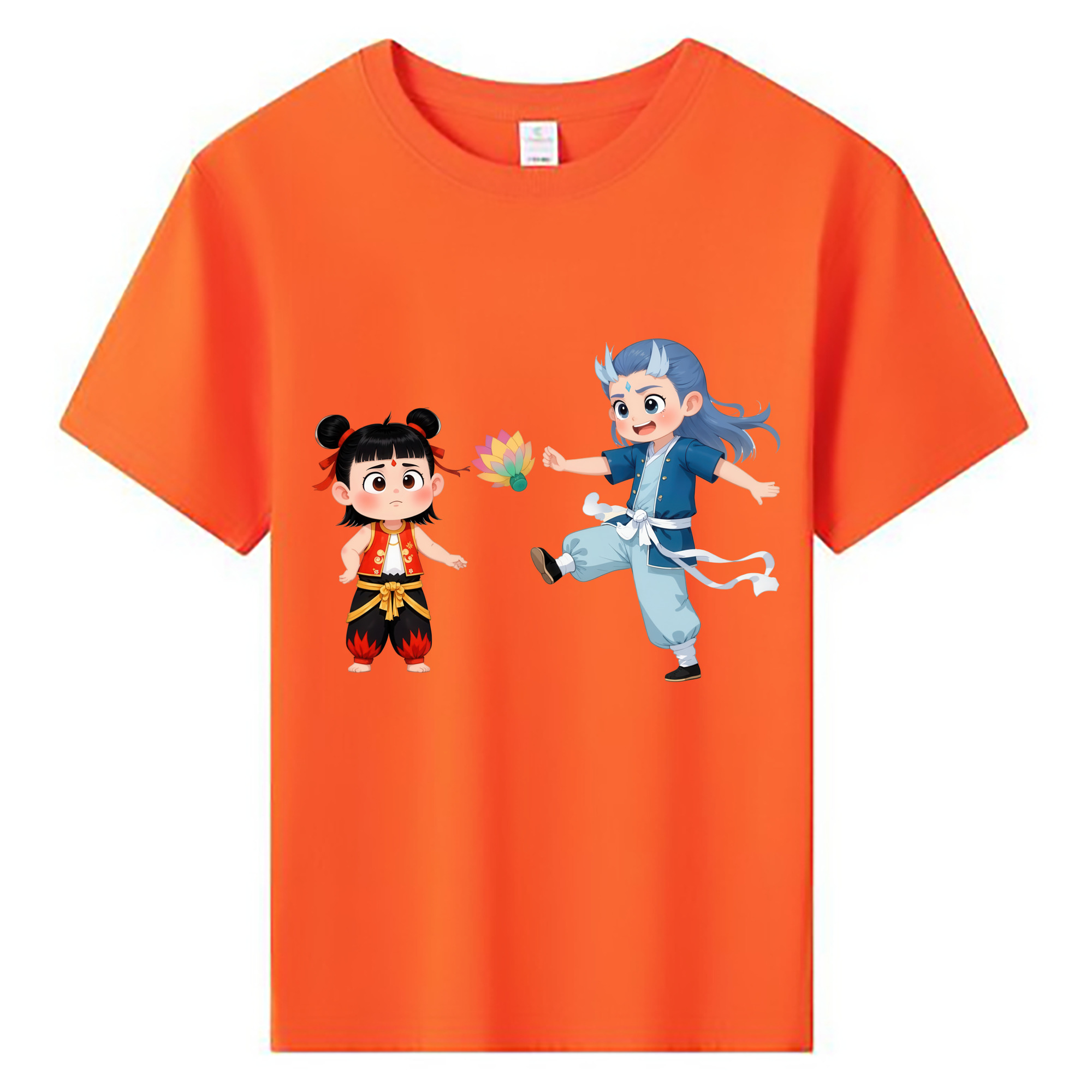 （画像用） Ne Zha 2 ナタ 魔童の大暴れ 綿100％キッズTシャツ（フロントプリント）